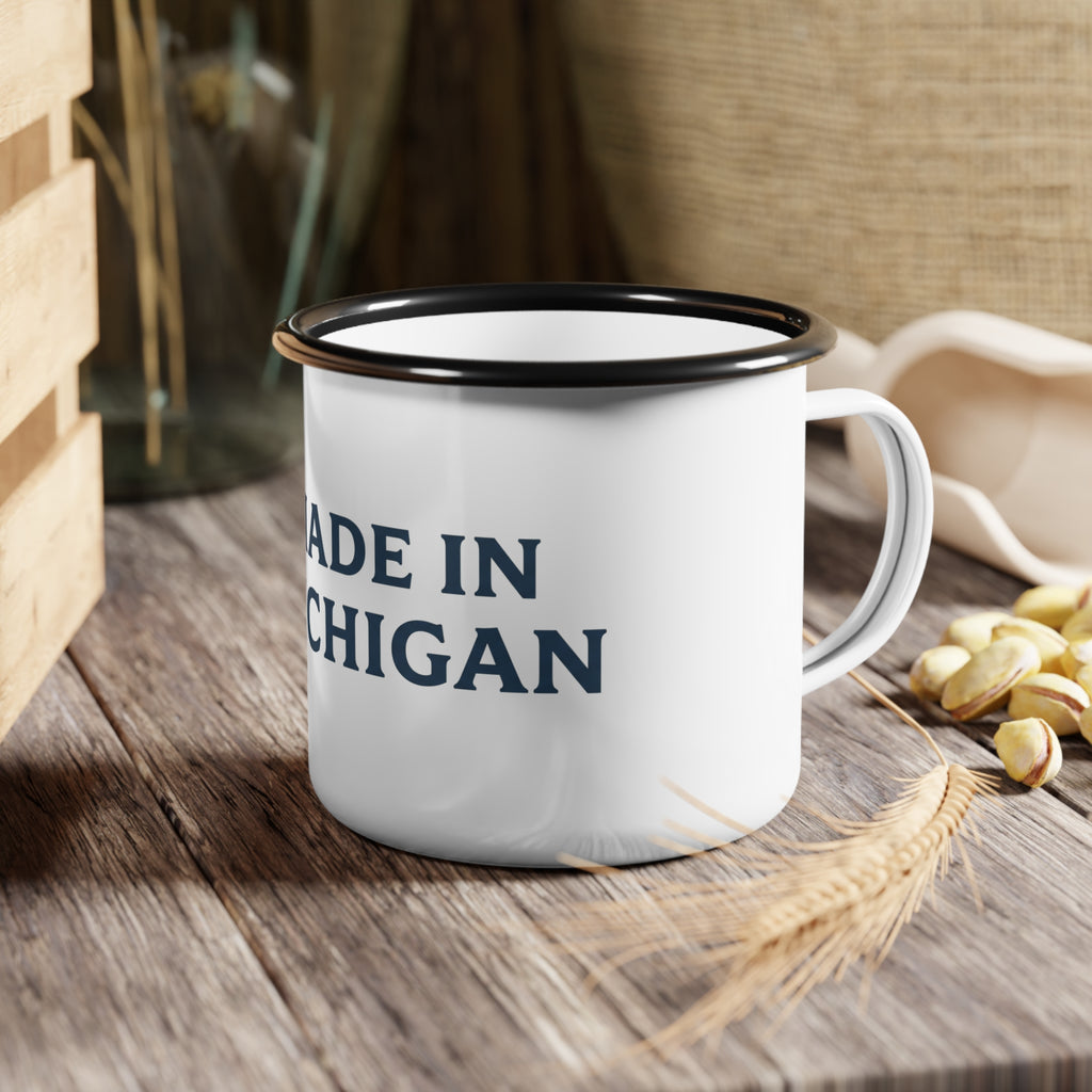 Made in Michigan Enamel Camp Cup — Vintage State Pride Camping Mug