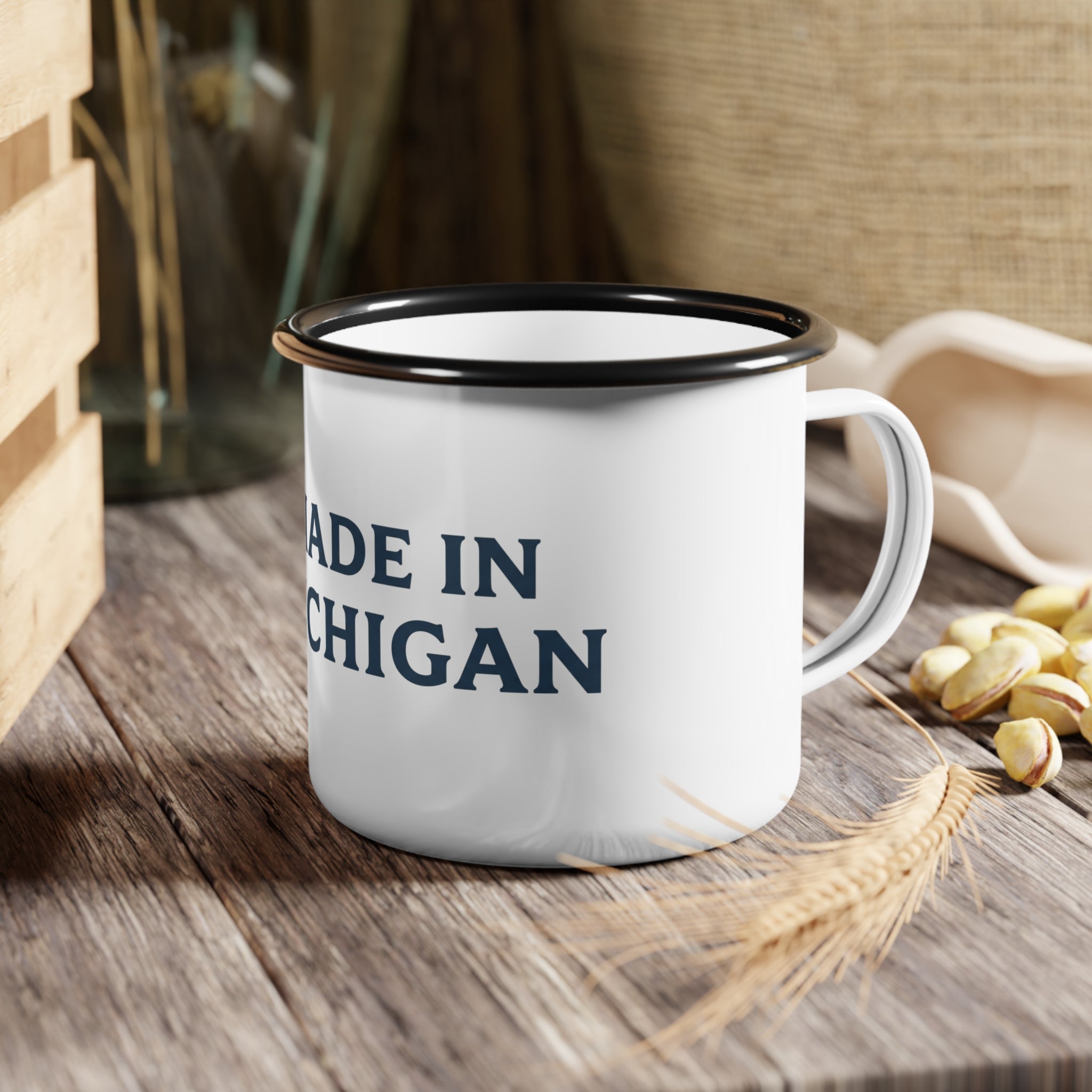 Made in Michigan Enamel Camp Cup — Vintage State Pride Camping Mug