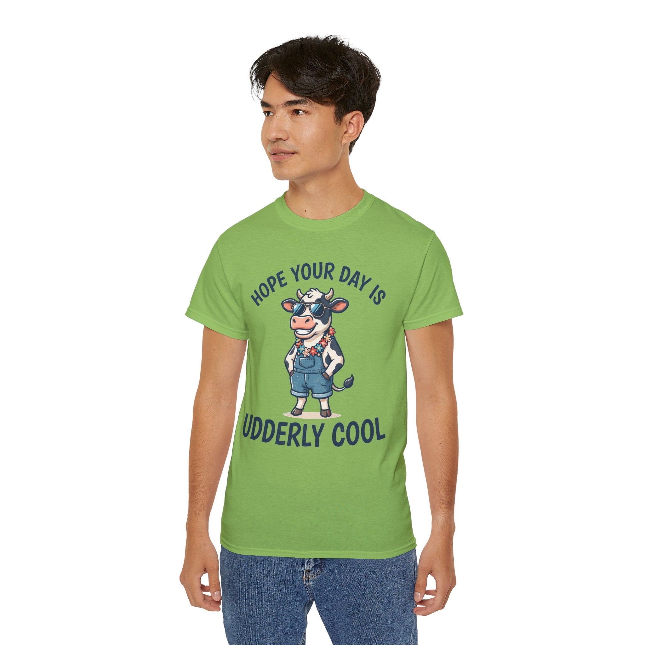 Udderly Cool Cow Graphic Tee — "Hope Your Day Is Udderly Cool" Funny Farm T-Shirt