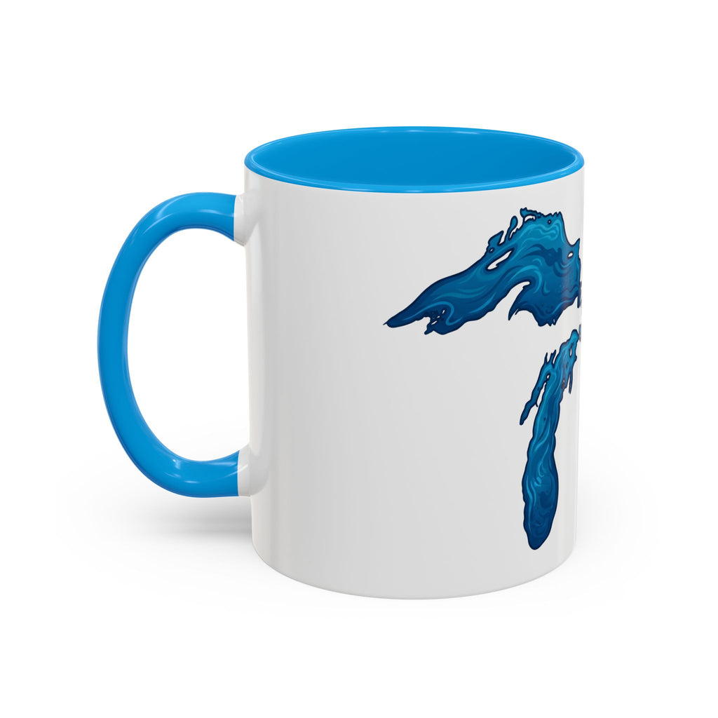 Great Lakes Blue Map Mug — Artistic Lake Michigan & Superior Coffee Cup (11oz/15oz)