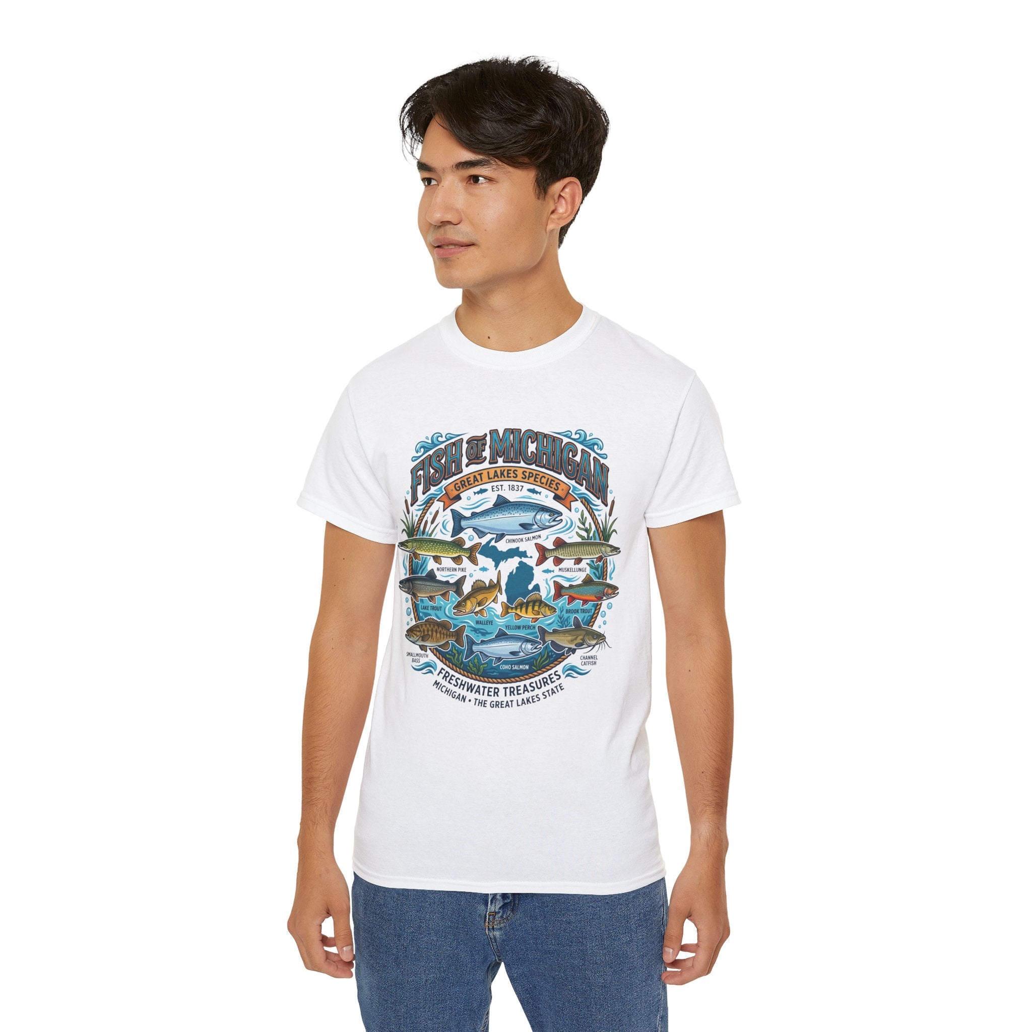 Michigan Fishing Species Tee — Freshwater Treasures Graphic T-Shirt