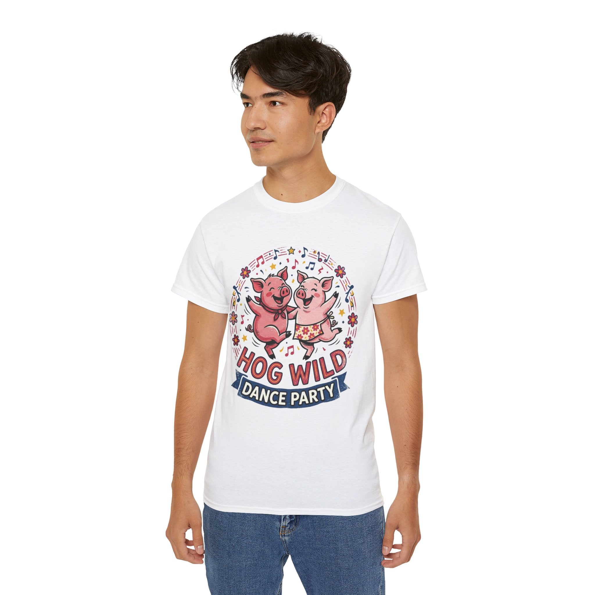 Hog Wild Dance Party Tee — Cute Dancing Pigs Graphic T-Shirt