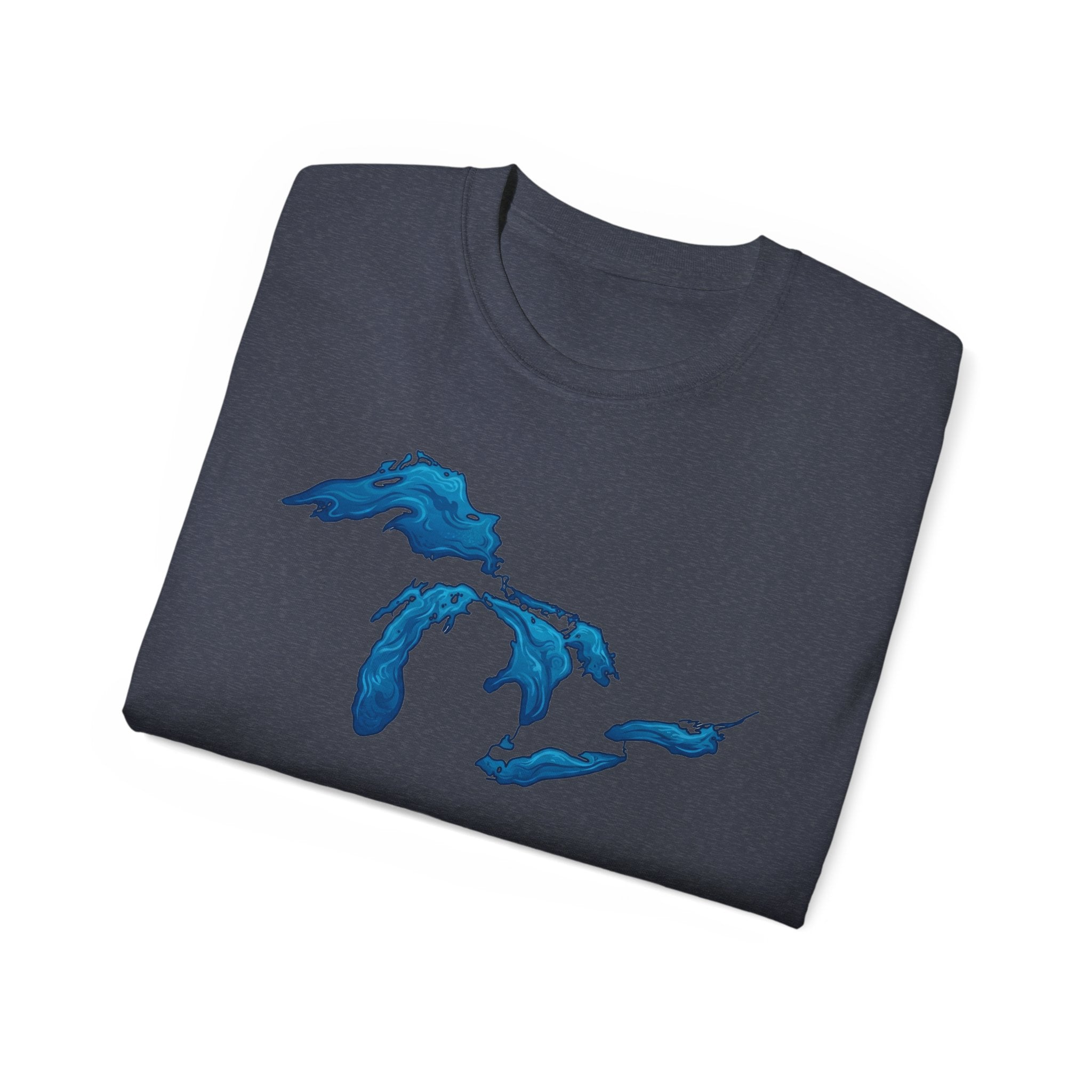 Great Lakes Map T-Shirt — Stylized Blue Lakes Tee