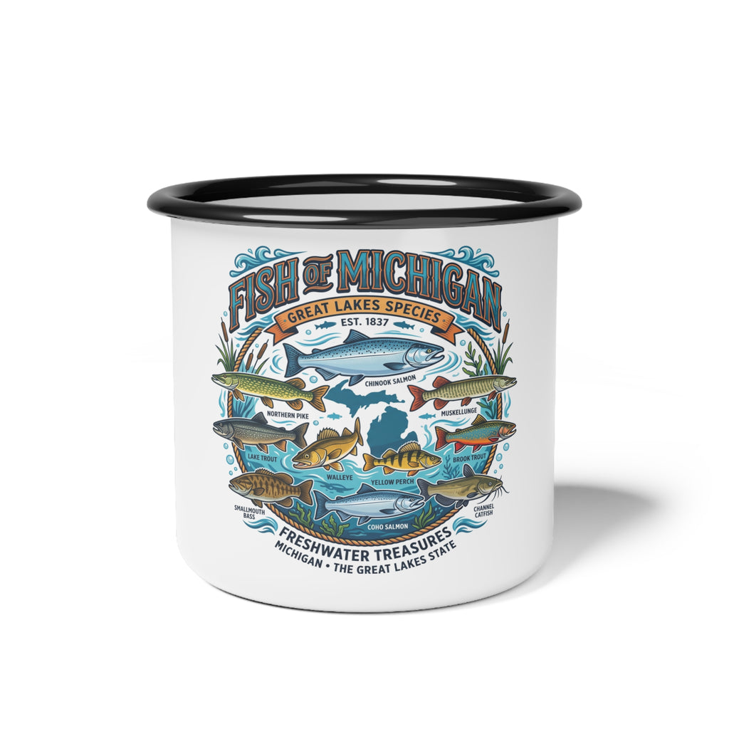 Fish of Michigan Vintage Lake Fishing Guide Camp Cup