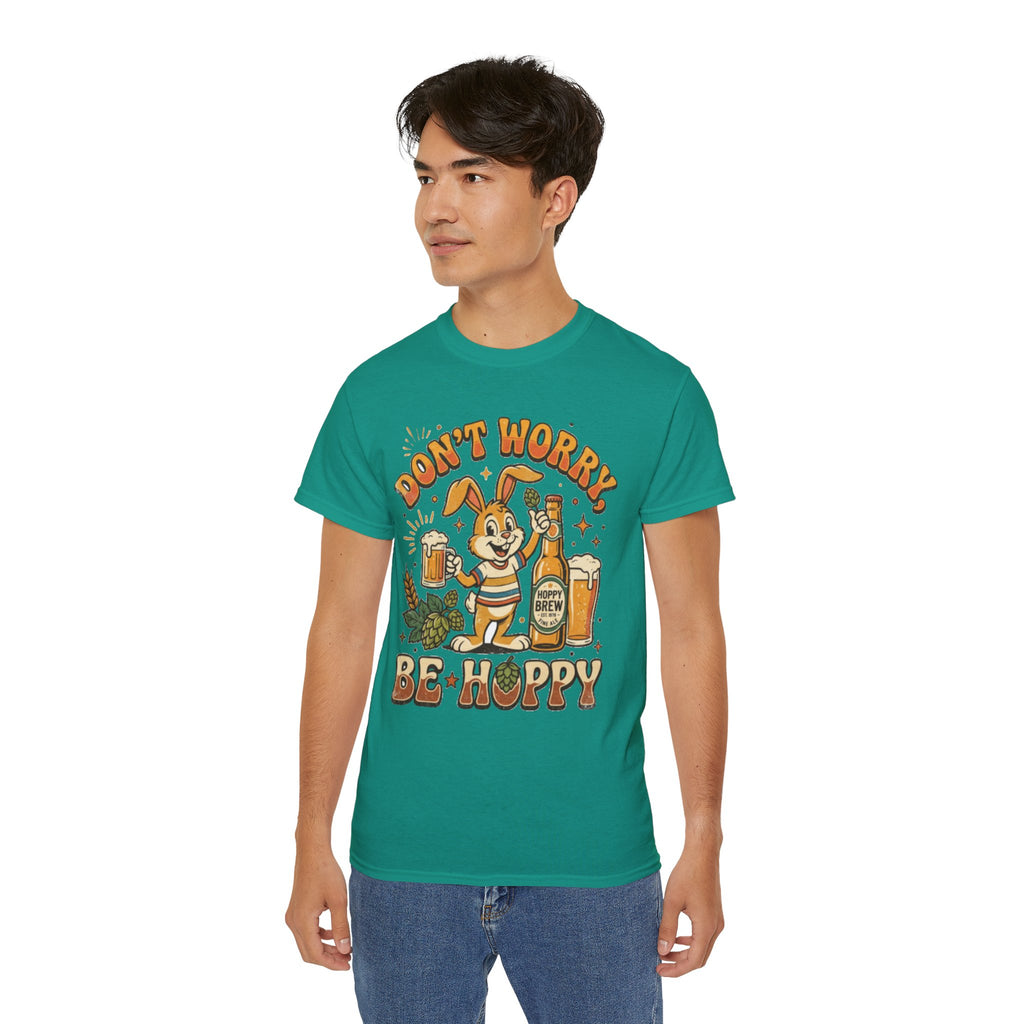 Be Hoppy Beer Bunny T-Shirt — Don’t Worry Be Hoppy Easter Brewery Tee