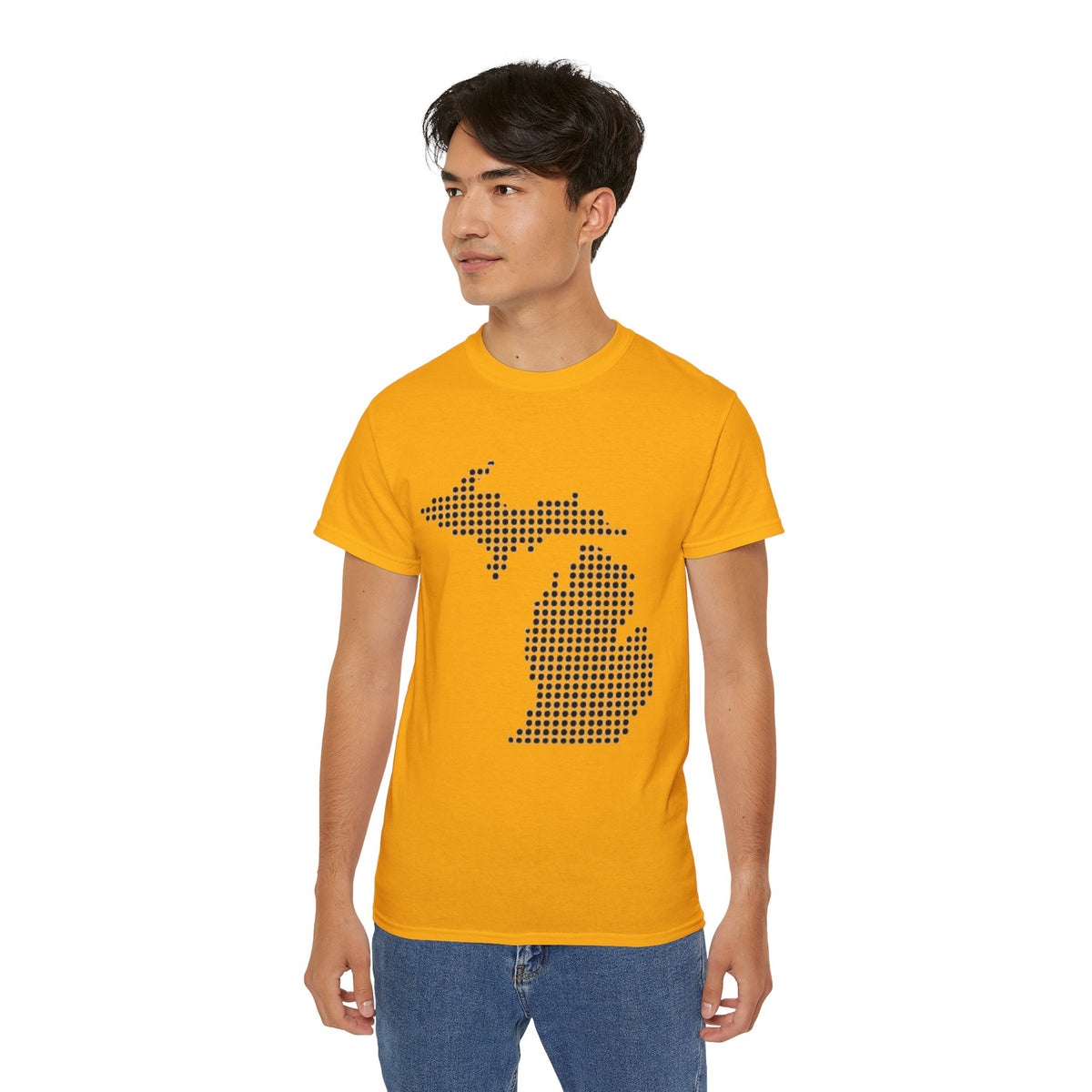 Michigan Dot Map T-Shirt — Minimal State Map Tee for Michiganders