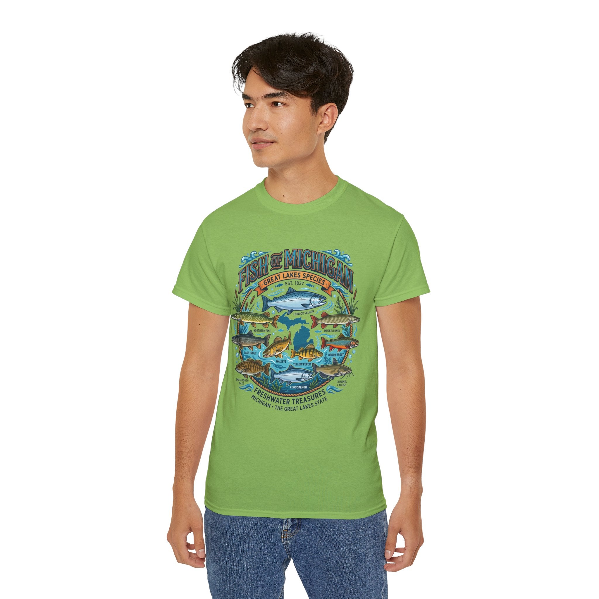 Michigan Fishing Species Tee — Freshwater Treasures Graphic T-Shirt