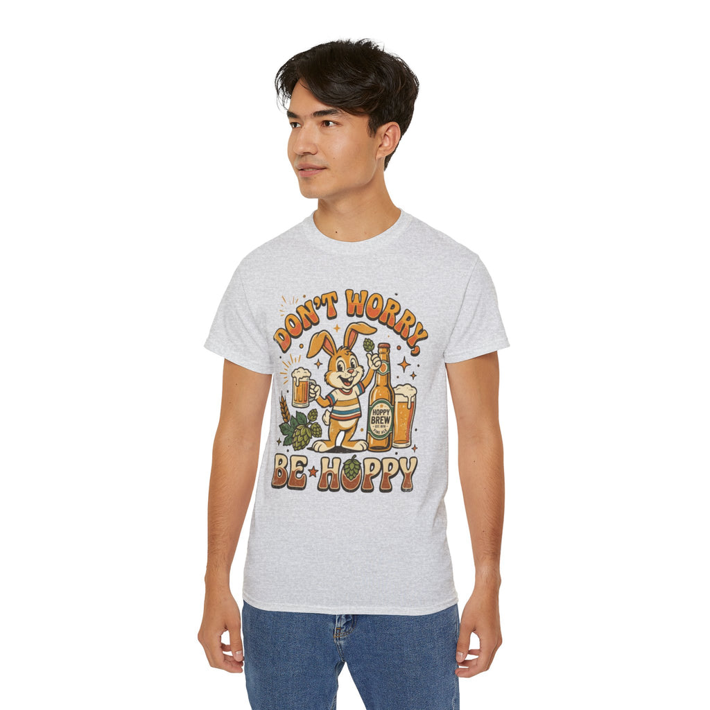 Be Hoppy Beer Bunny T-Shirt — Don’t Worry Be Hoppy Easter Brewery Tee