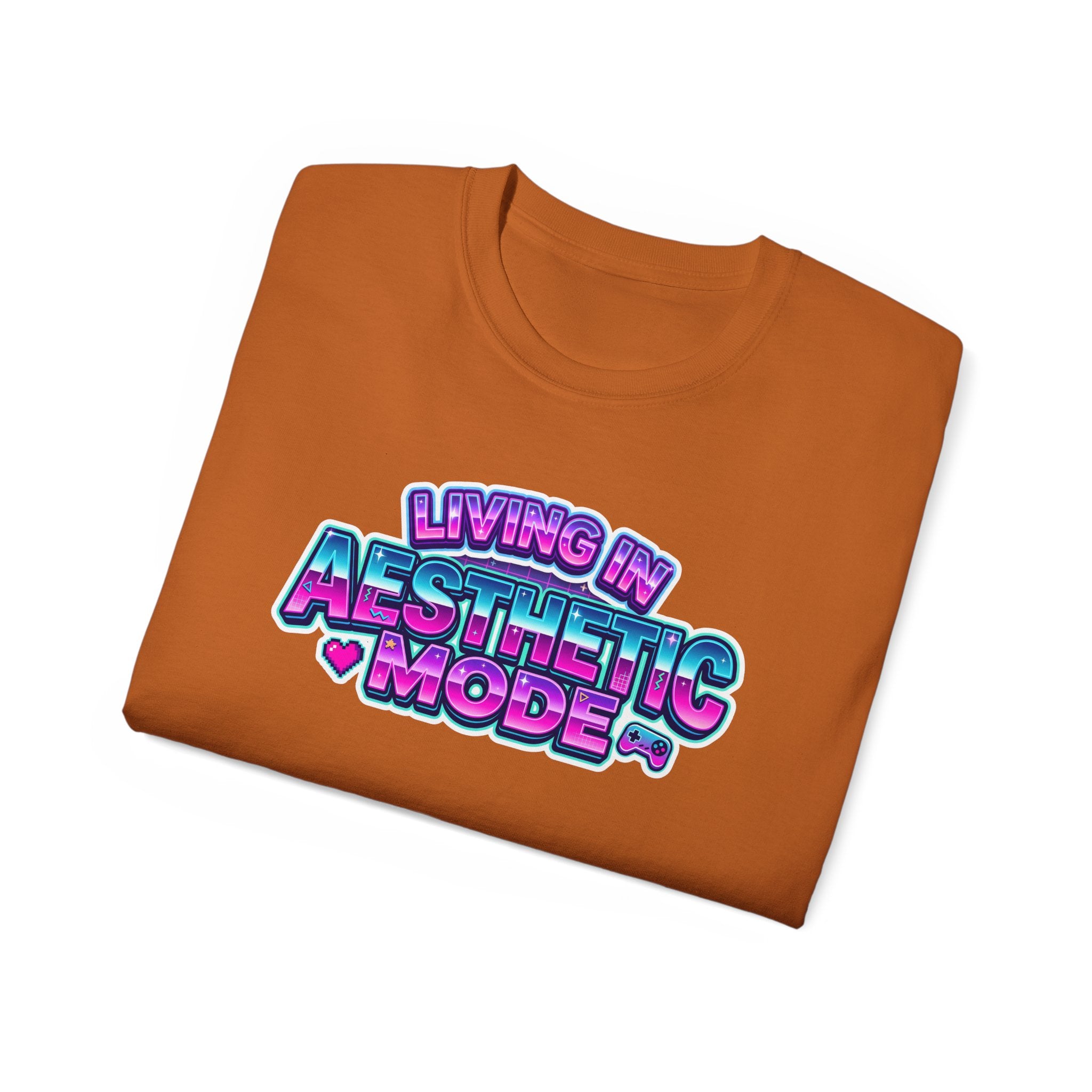 "Living in Aesthetic Mode" Retro Vaporwave Graphic Tee