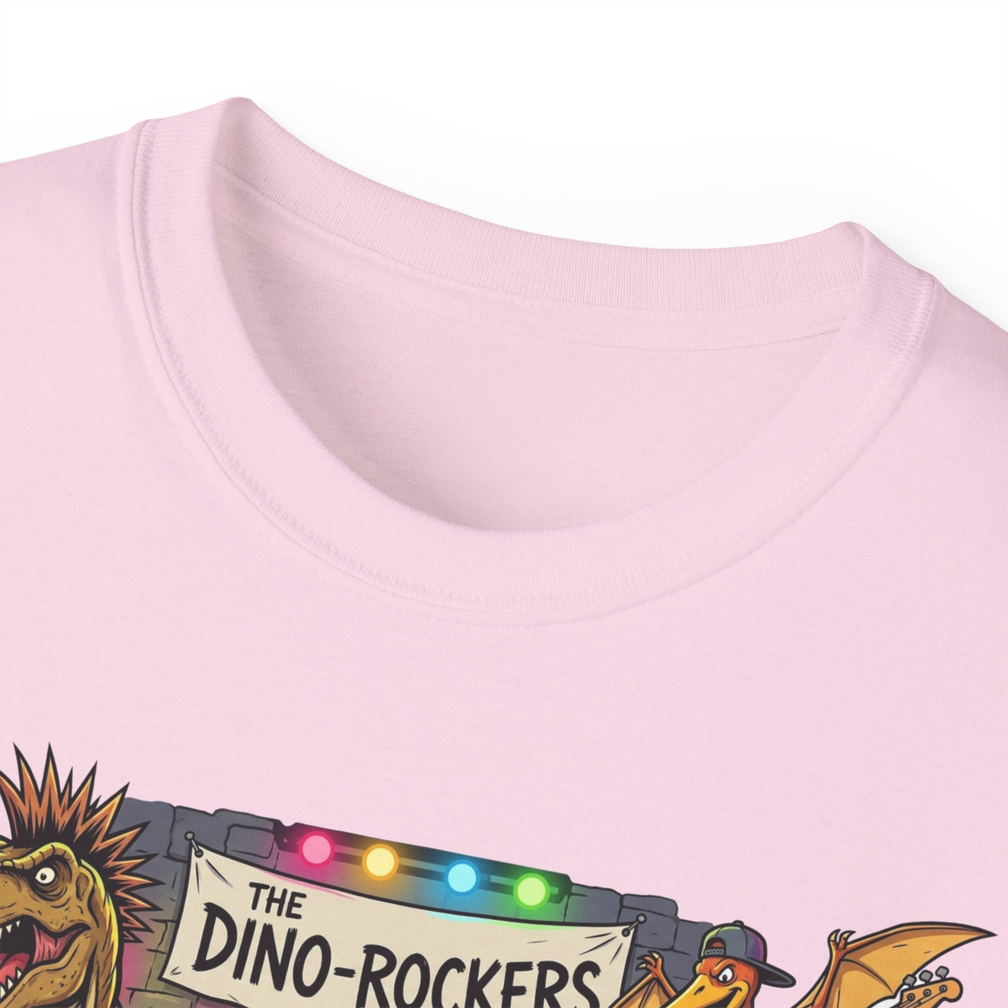 Dino Rockers T-Shirt – Retro Dinosaur Band Graphic Tee