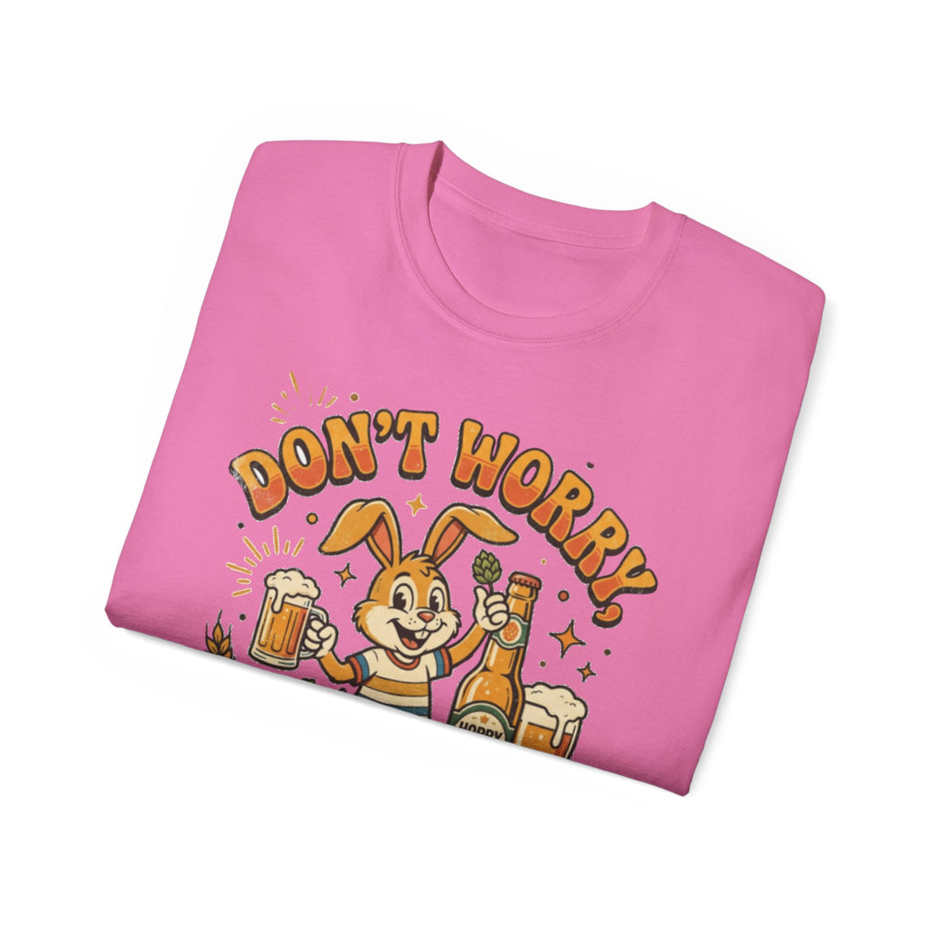 Be Hoppy Beer Bunny T-Shirt — Don’t Worry Be Hoppy Easter Brewery Tee