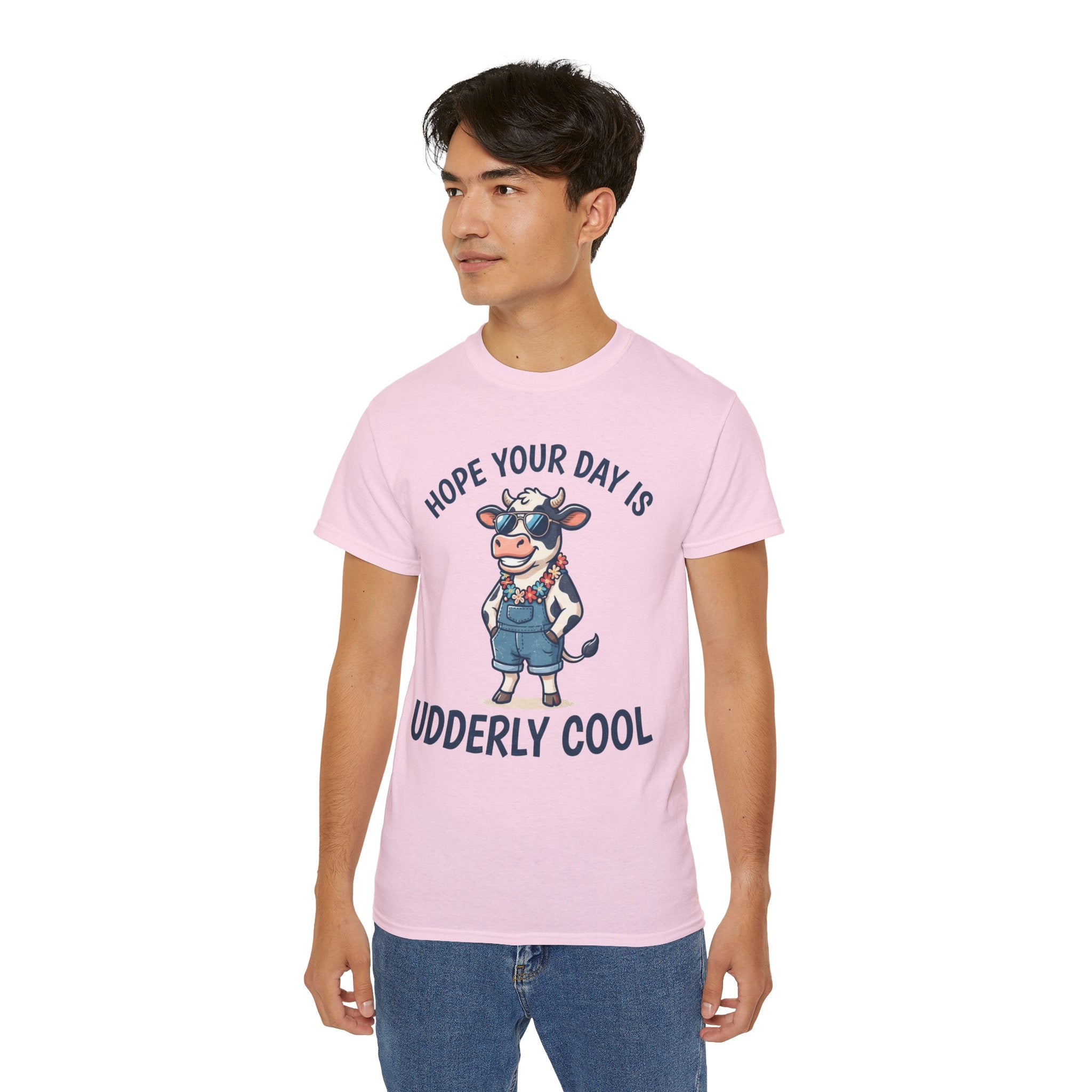 Udderly Cool Cow Graphic Tee — "Hope Your Day Is Udderly Cool" Funny Farm T-Shirt