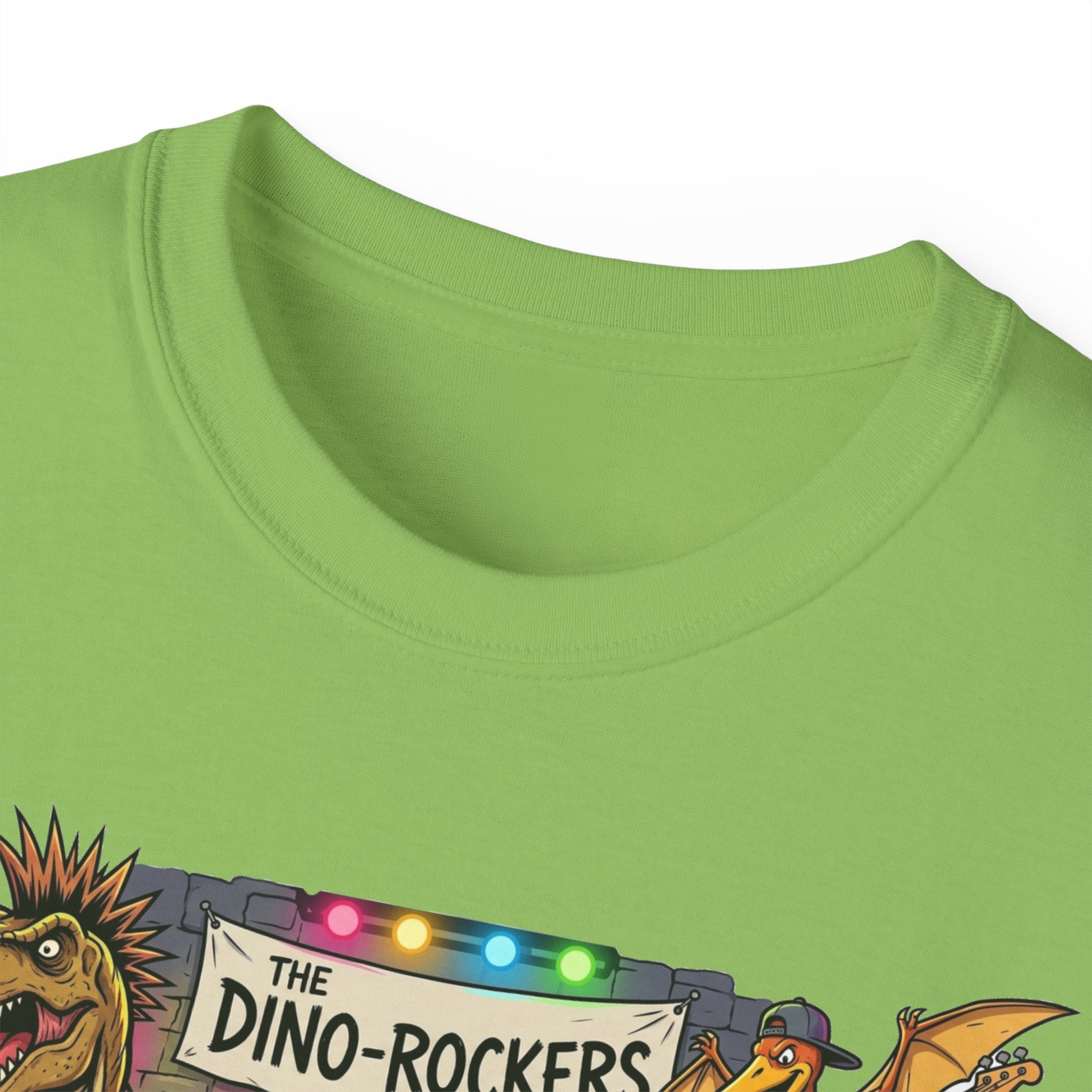 Dino Rockers T-Shirt – Retro Dinosaur Band Graphic Tee