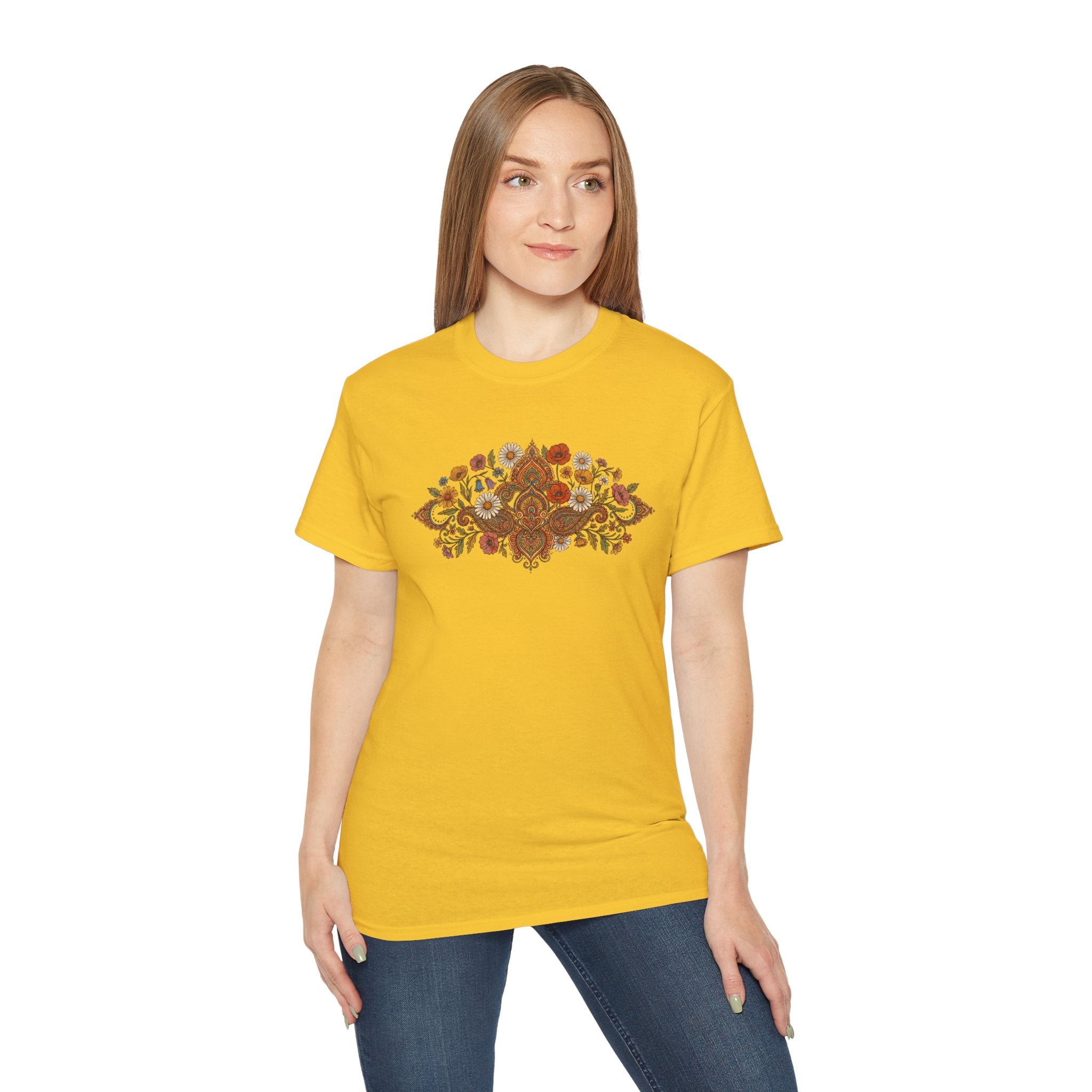 Retro Floral Tee — Vintage Brown Flower Bouquet Graphic