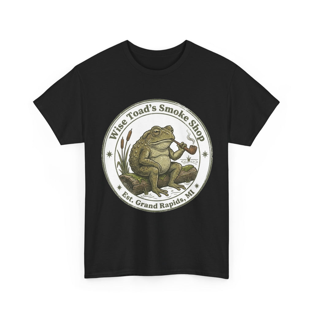 Wise Toad's Smoke Shop T-shirt - Novelty Logo Toad Smoking Pipe T-shirt