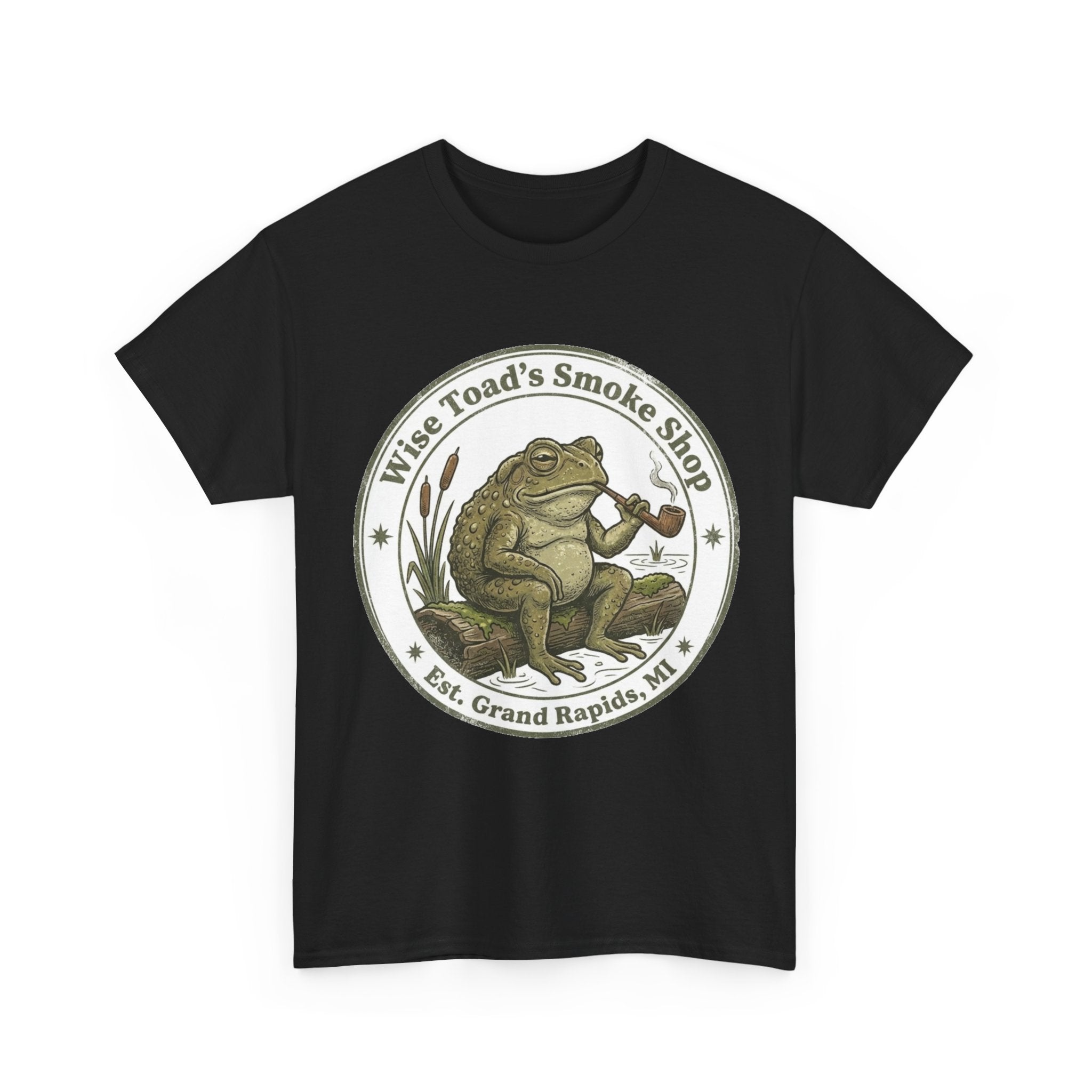 Wise Toad's Smoke Shop T-shirt - Novelty Logo Toad Smoking Pipe T-shirt
