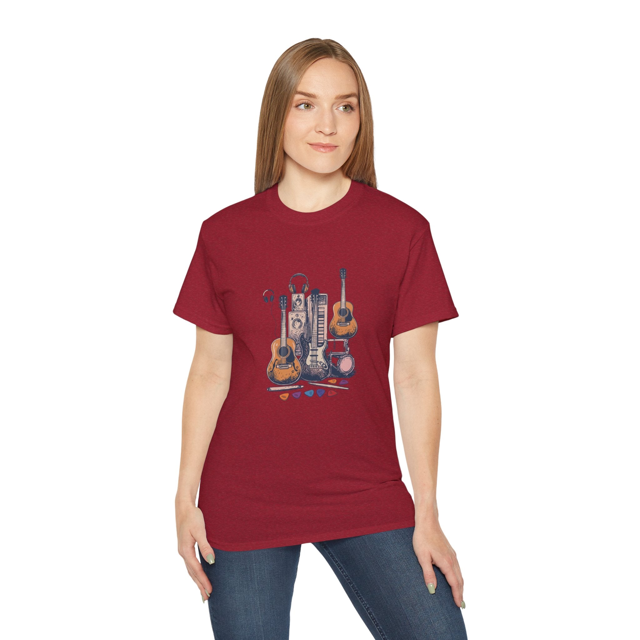 Acoustic Instrument Tee — Guitar, Ukulele & Headphones Graphic T-Shirt