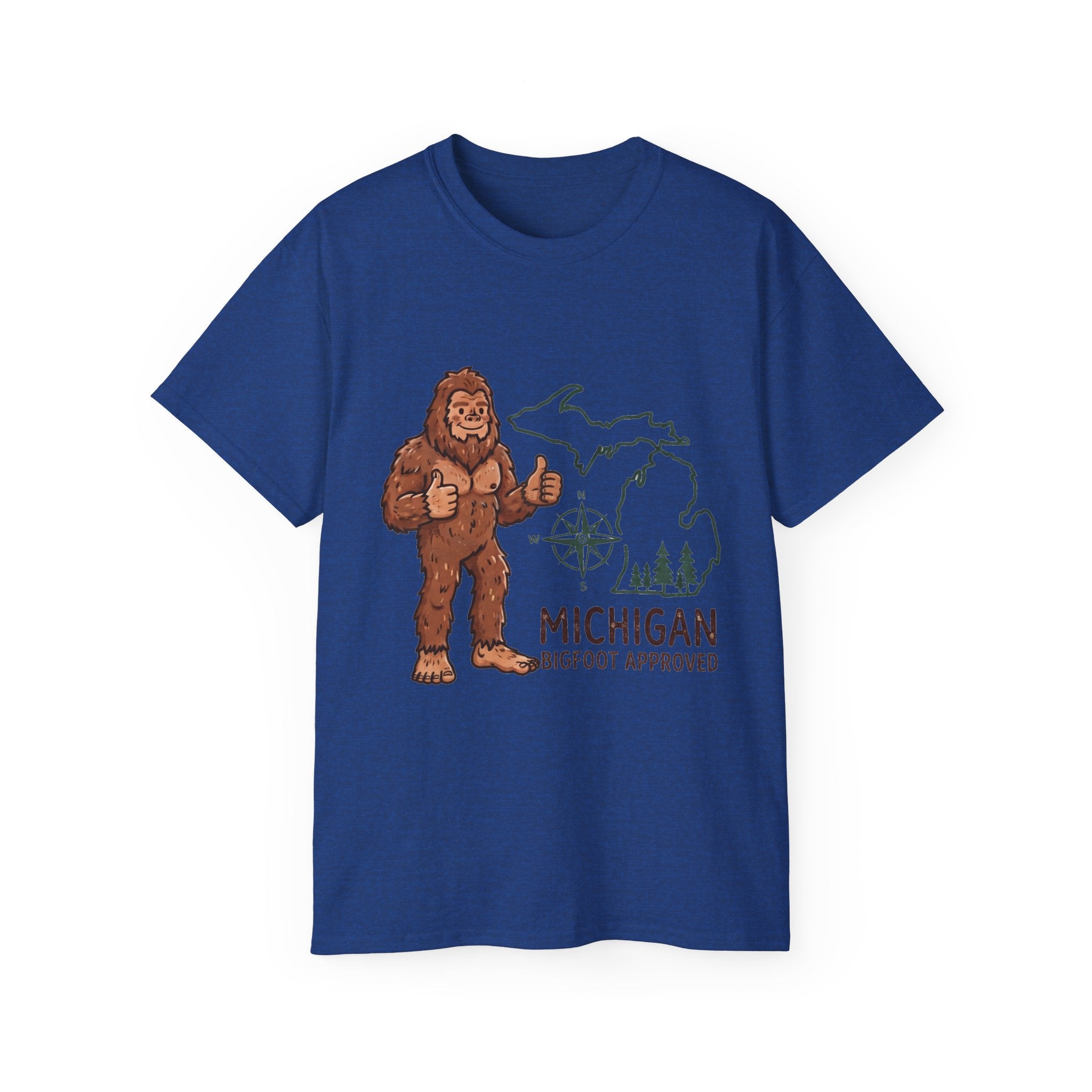 Michigan Bigfoot Approved T-Shirt — Vintage Sasquatch Thumb Up Tee