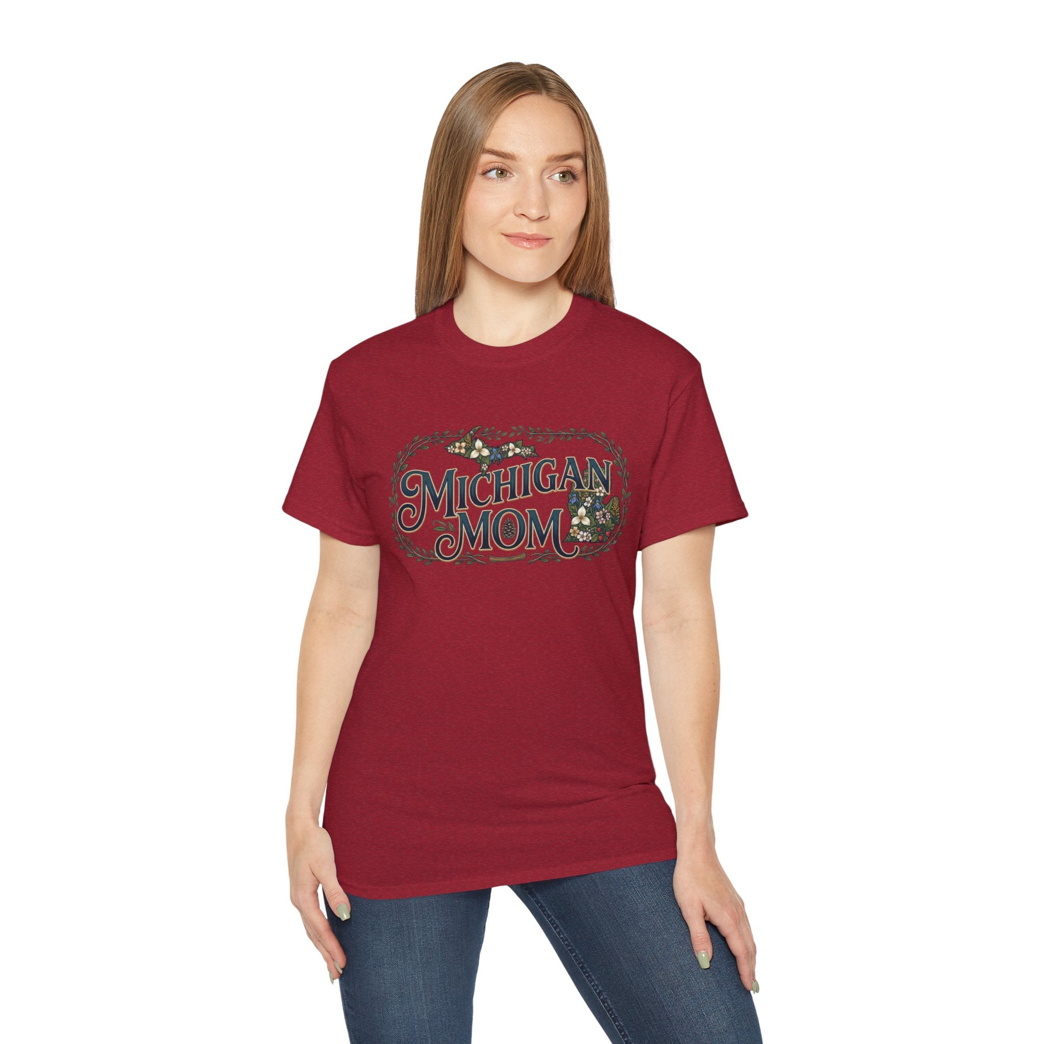 Michigan Mom T‑Shirt – Vintage Floral State Pride Tee for Moms