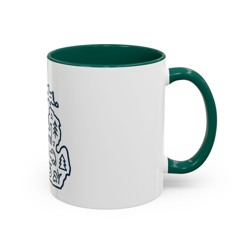 Michigan Outline Mug with UP & Outdoor Icons – Great Lakes State Coffee Cup (11oz/15oz)