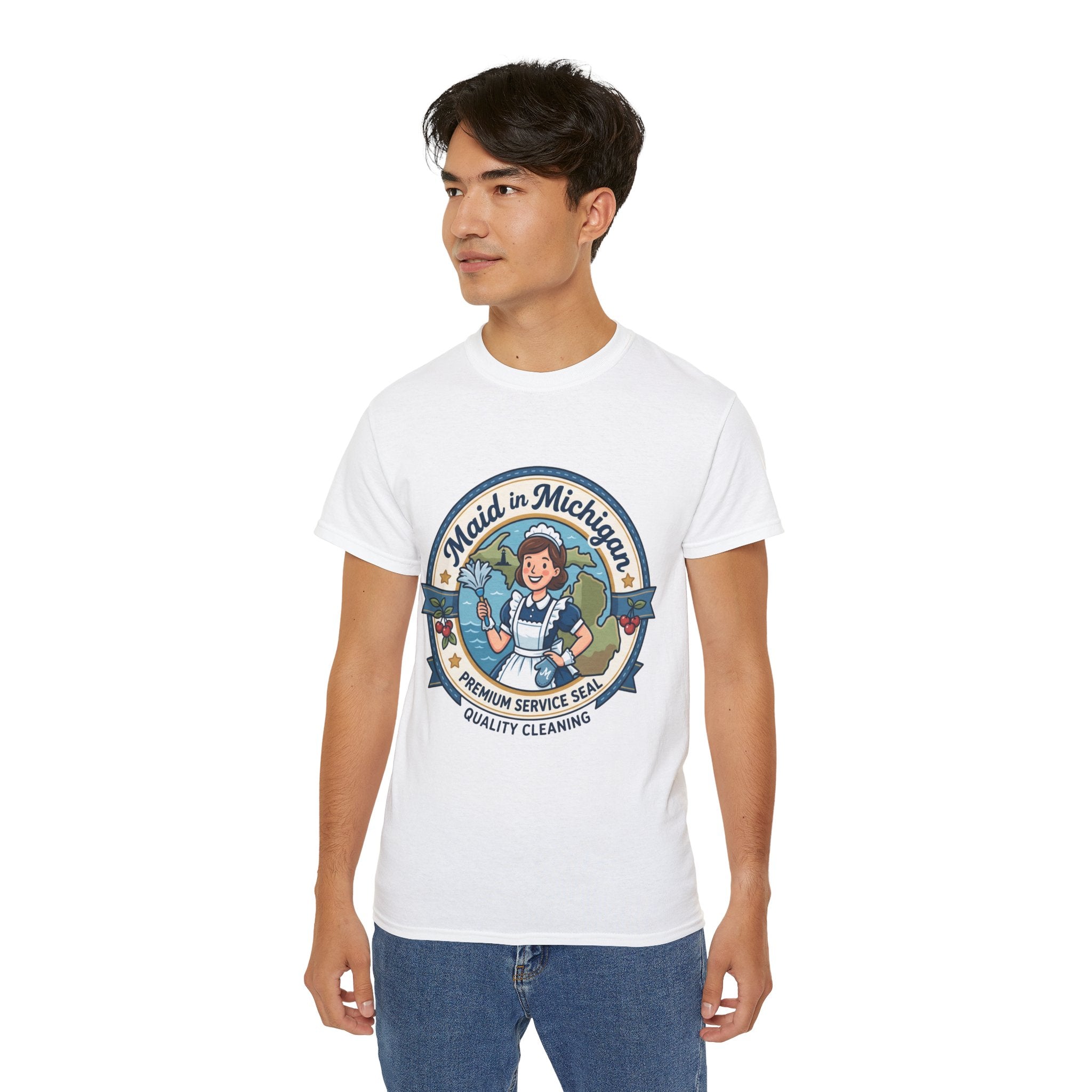 Maid in Michigan T-Shirt — Vintage Housekeeping Logo Tee