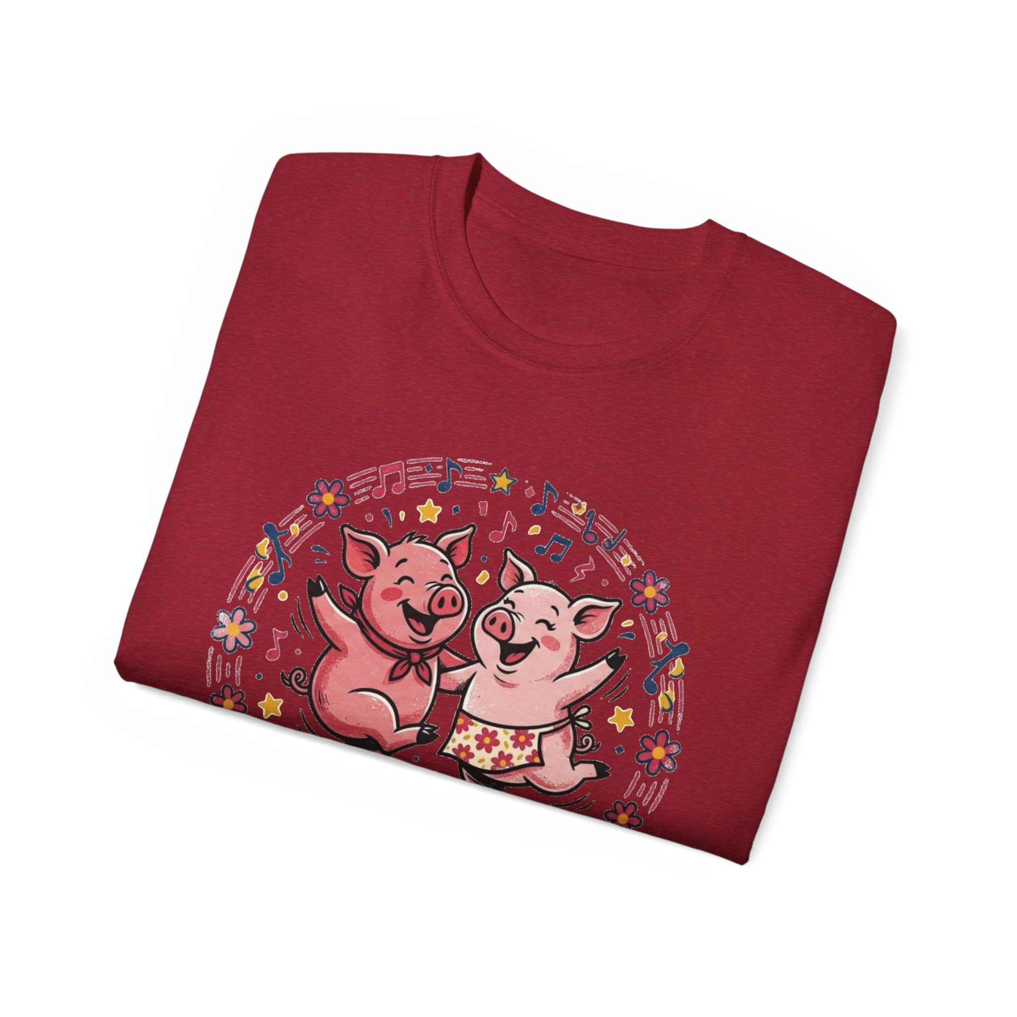 Hog Wild Dance Party Tee — Cute Dancing Pigs Graphic T-Shirt