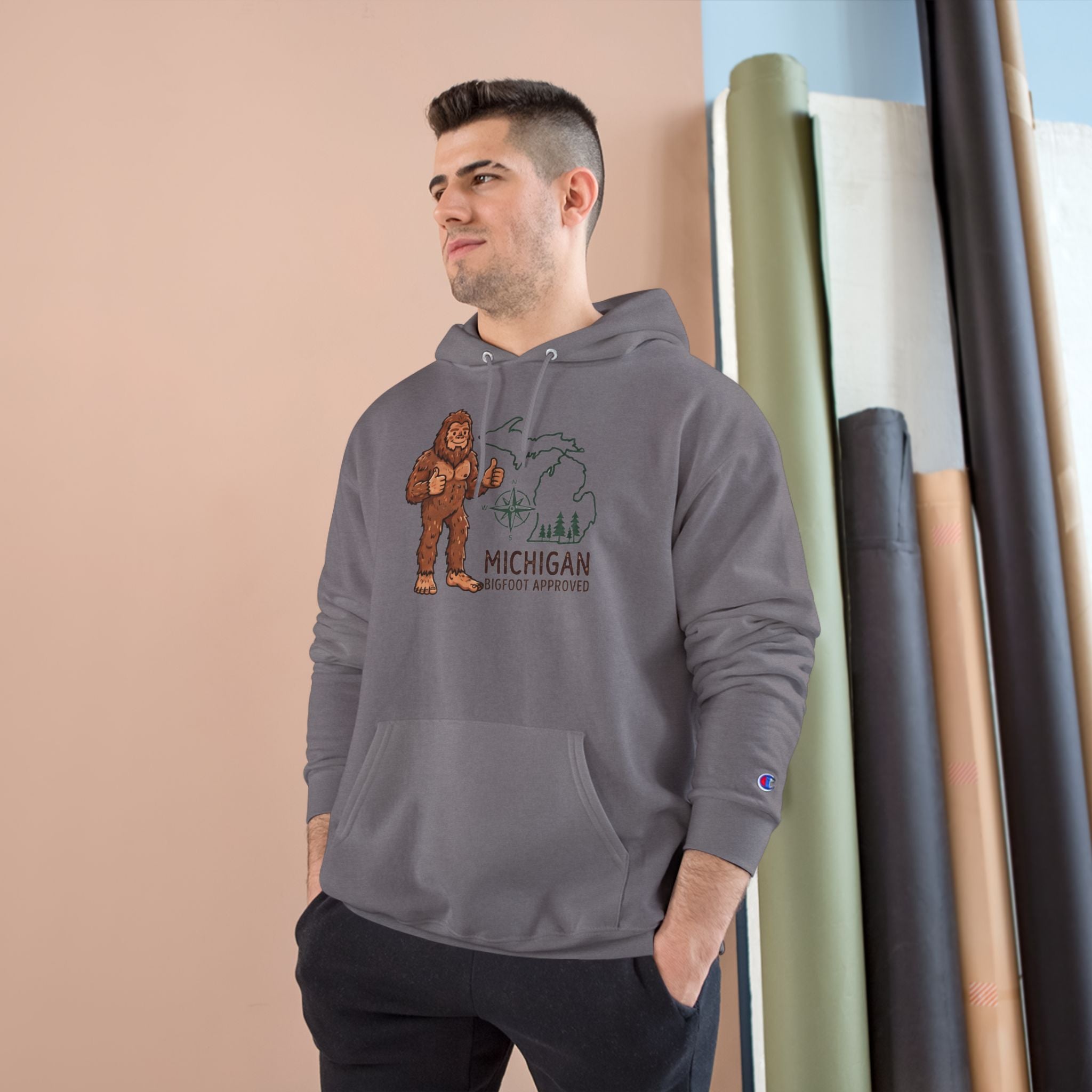 Michigan Sasquatch Hoodie — Vintage Bigfoot Graphic Champion Sweatshirt