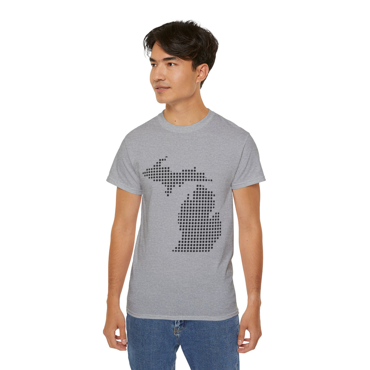 Michigan Dot Map T-Shirt — Minimal State Map Tee for Michiganders
