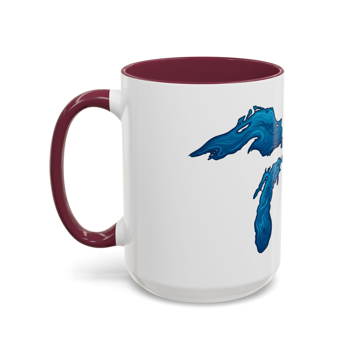 Great Lakes Blue Map Mug — Artistic Lake Michigan & Superior Coffee Cup (11oz/15oz)