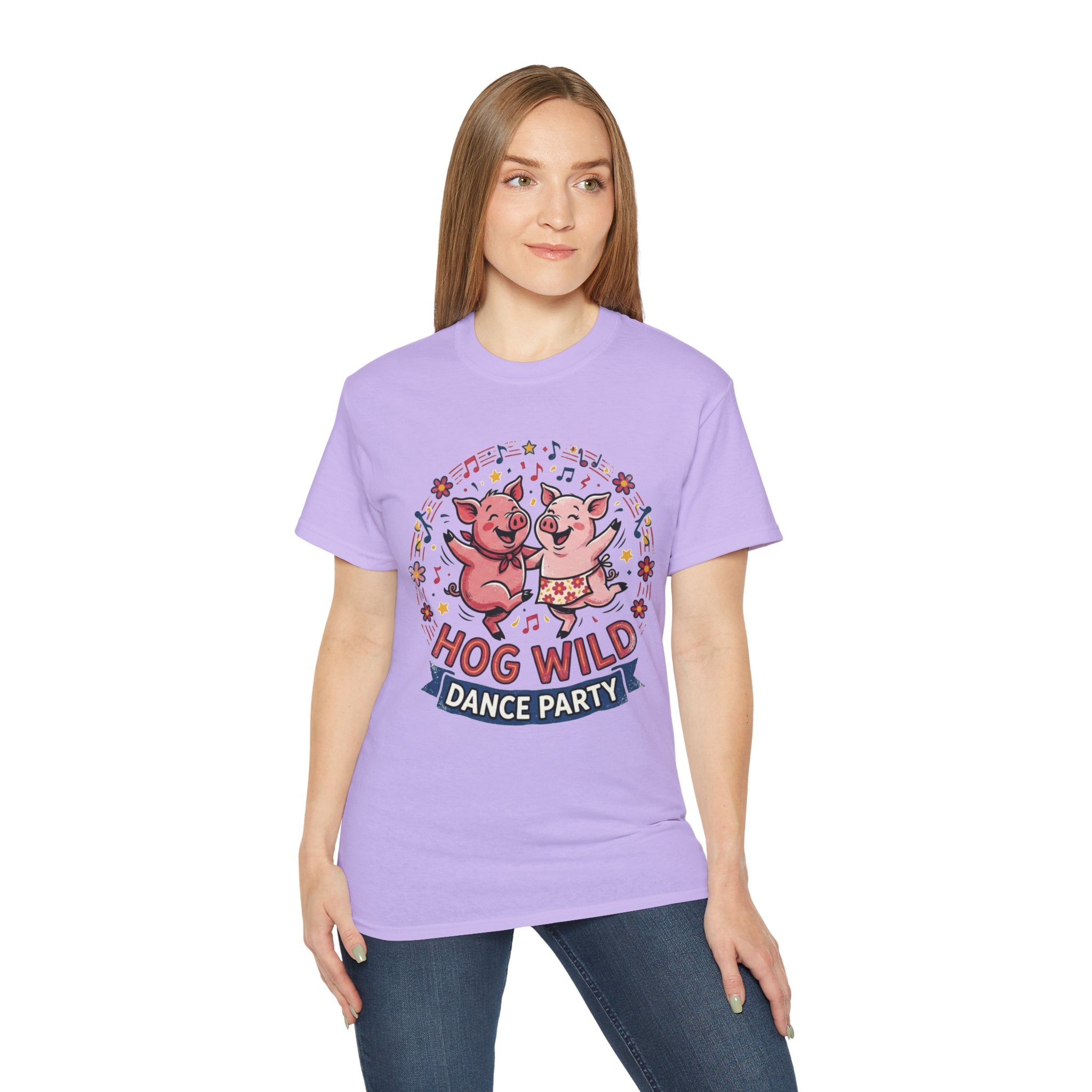 Hog Wild Dance Party Tee — Cute Dancing Pigs Graphic T-Shirt