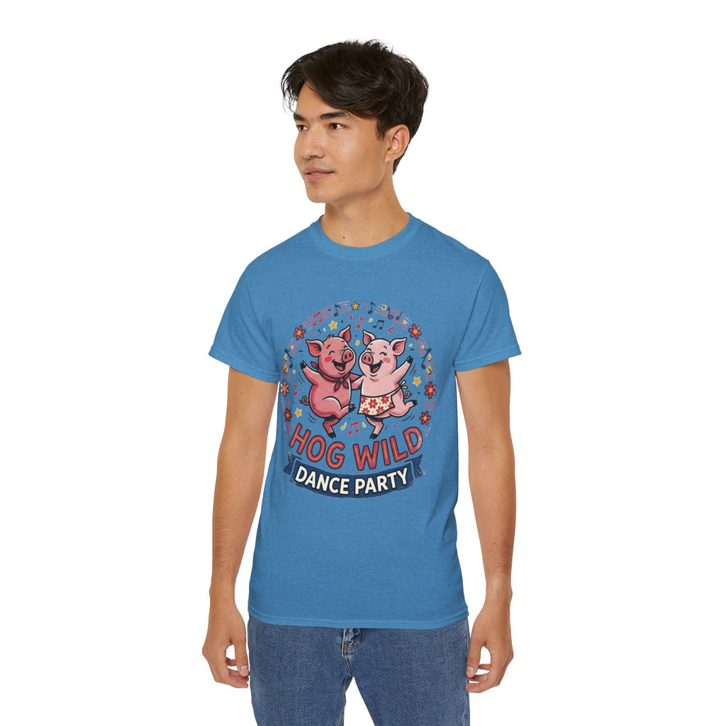 Hog Wild Dance Party Tee — Cute Dancing Pigs Graphic T-Shirt