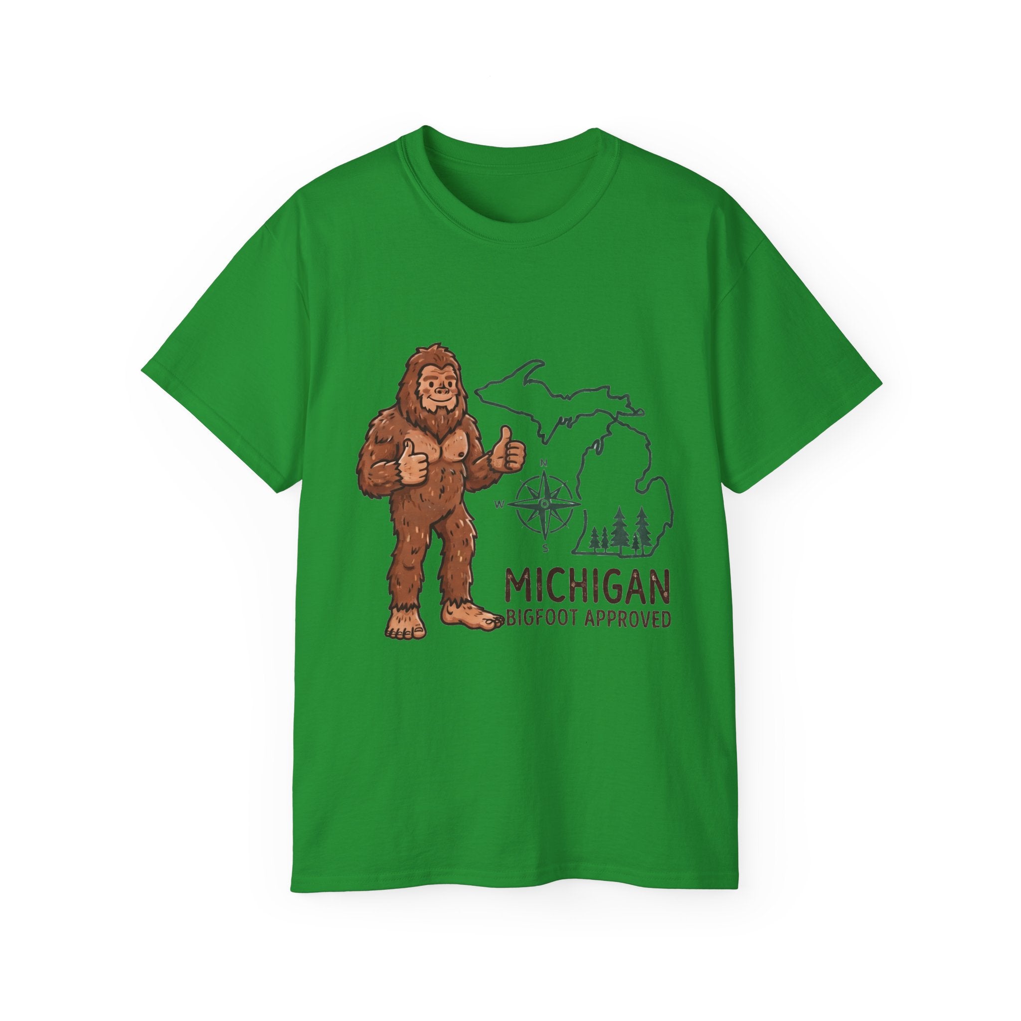 Michigan Bigfoot Approved T-Shirt — Vintage Sasquatch Thumb Up Tee