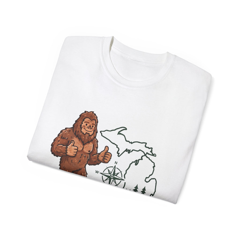 Michigan Bigfoot Approved T-Shirt — Vintage Sasquatch Thumb Up Tee