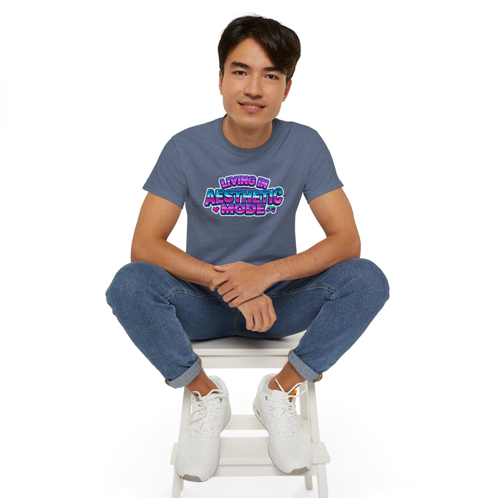 "Living in Aesthetic Mode" Retro Vaporwave Graphic Tee