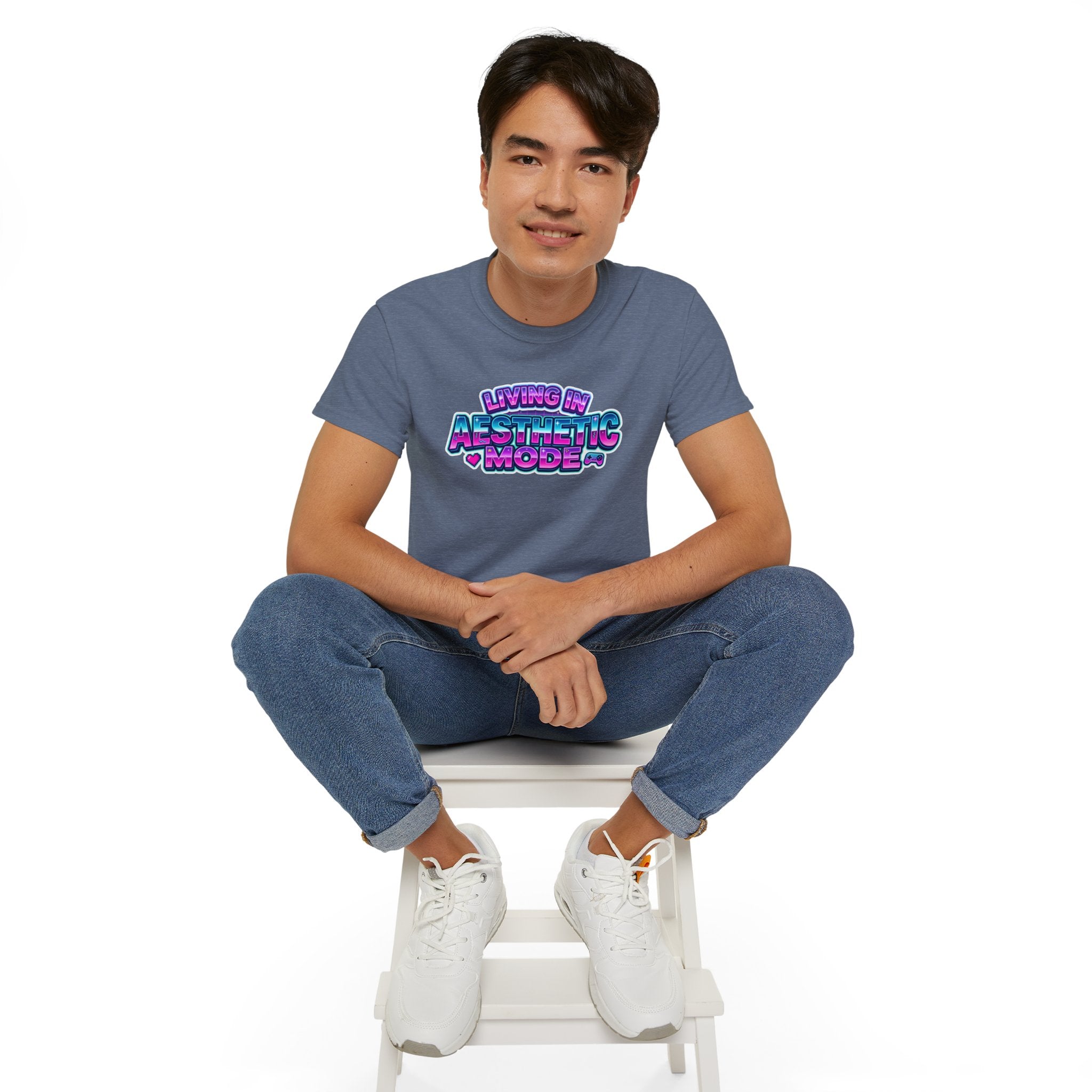 "Living in Aesthetic Mode" Retro Vaporwave Graphic Tee