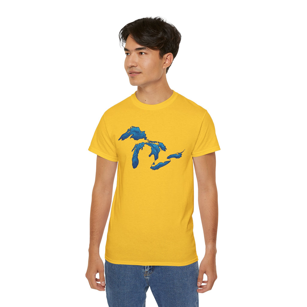 Great Lakes Map T-Shirt — Stylized Blue Lakes Tee