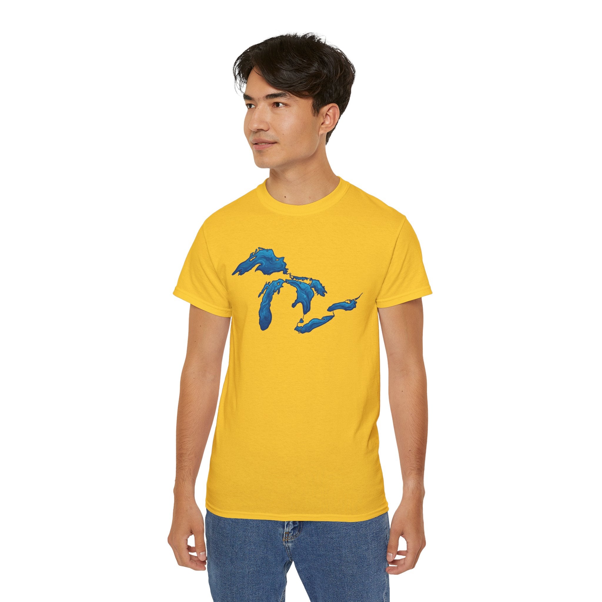 Great Lakes Map T-Shirt — Stylized Blue Lakes Tee