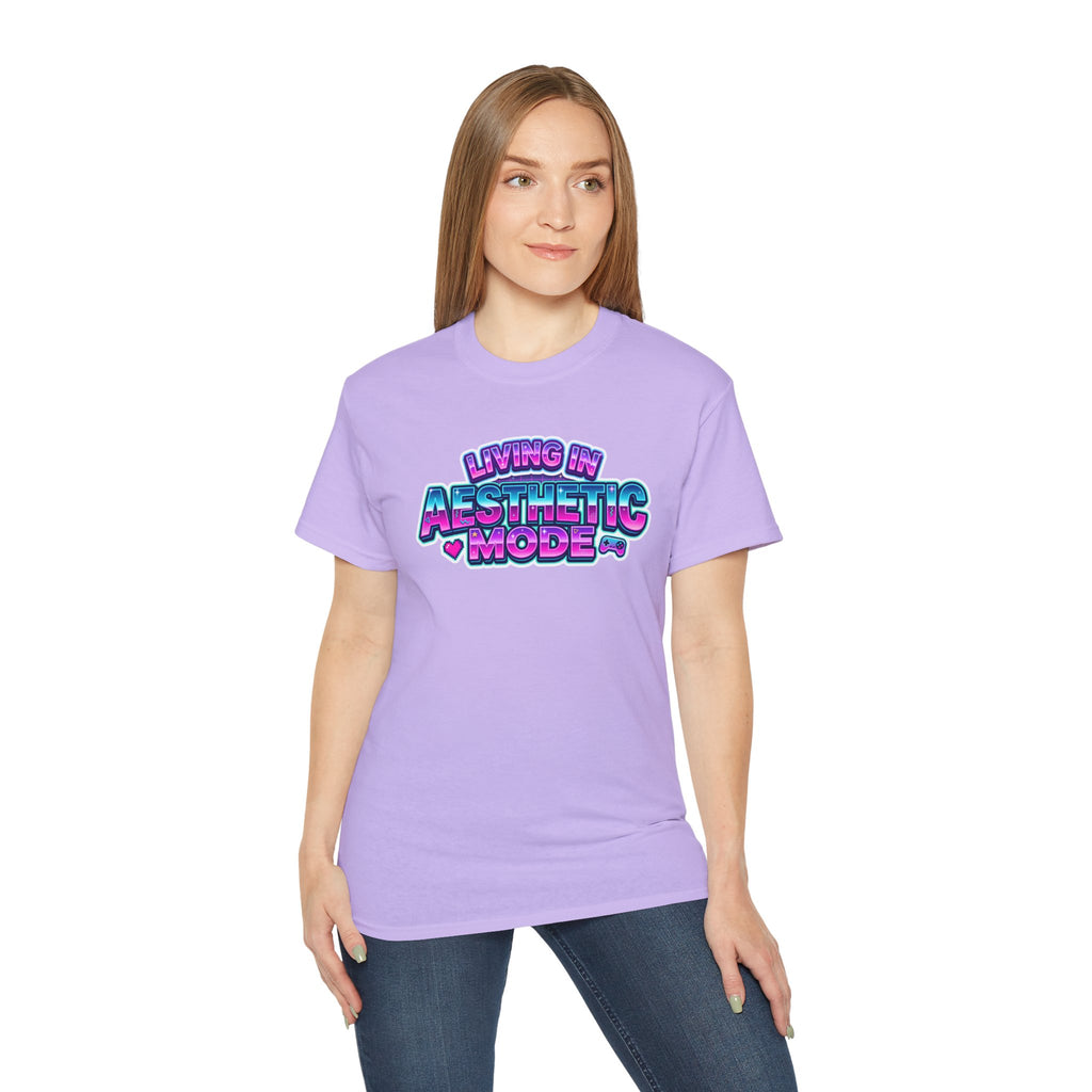 "Living in Aesthetic Mode" Retro Vaporwave Graphic Tee