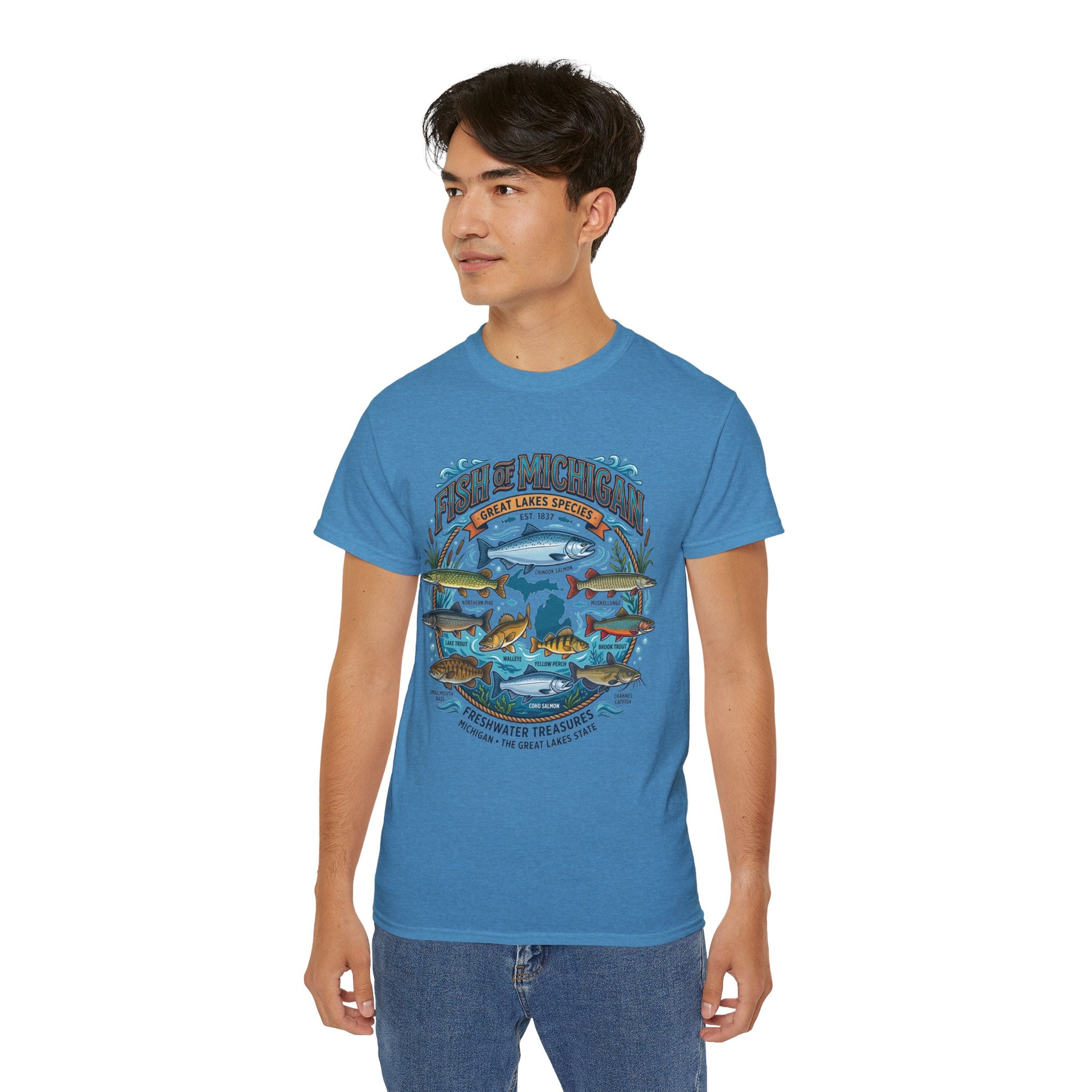 Michigan Fishing Species Tee — Freshwater Treasures Graphic T-Shirt