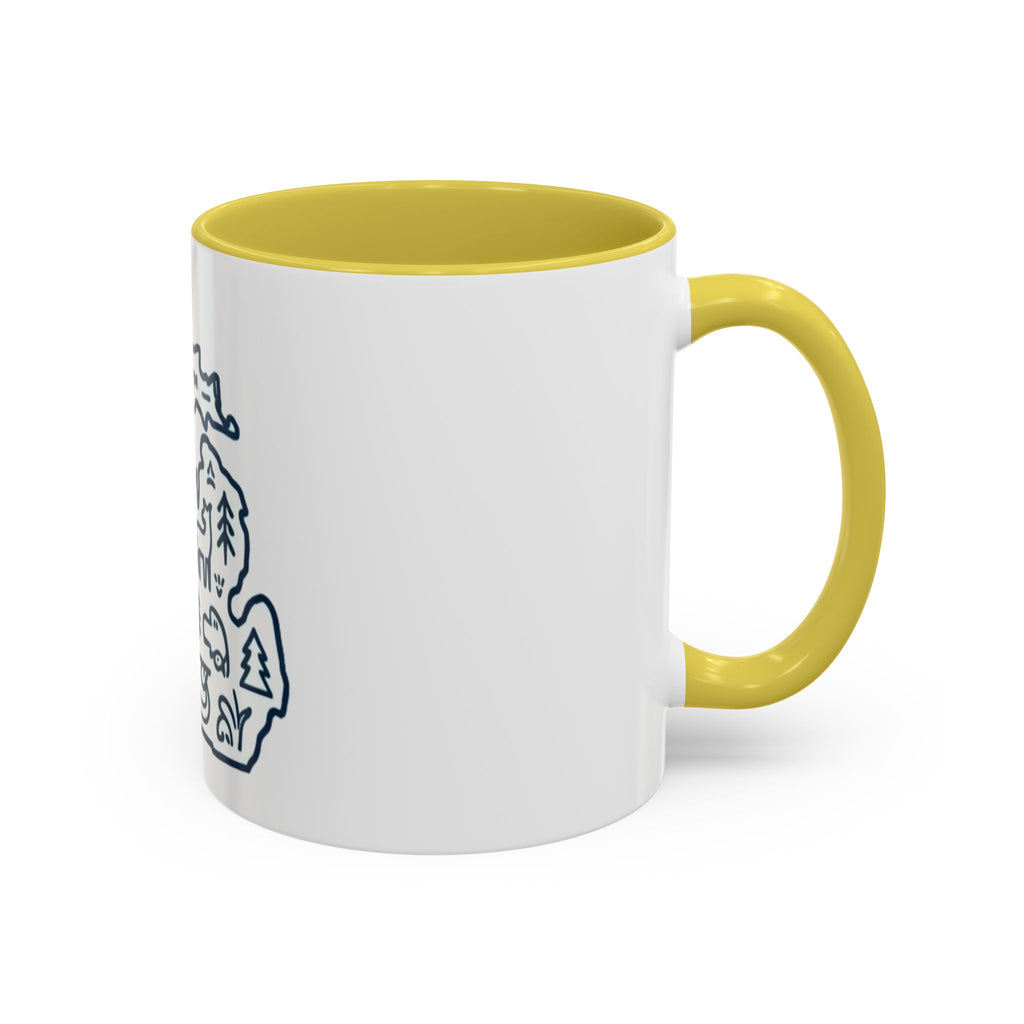 Michigan Outline Mug with UP & Outdoor Icons – Great Lakes State Coffee Cup (11oz/15oz)