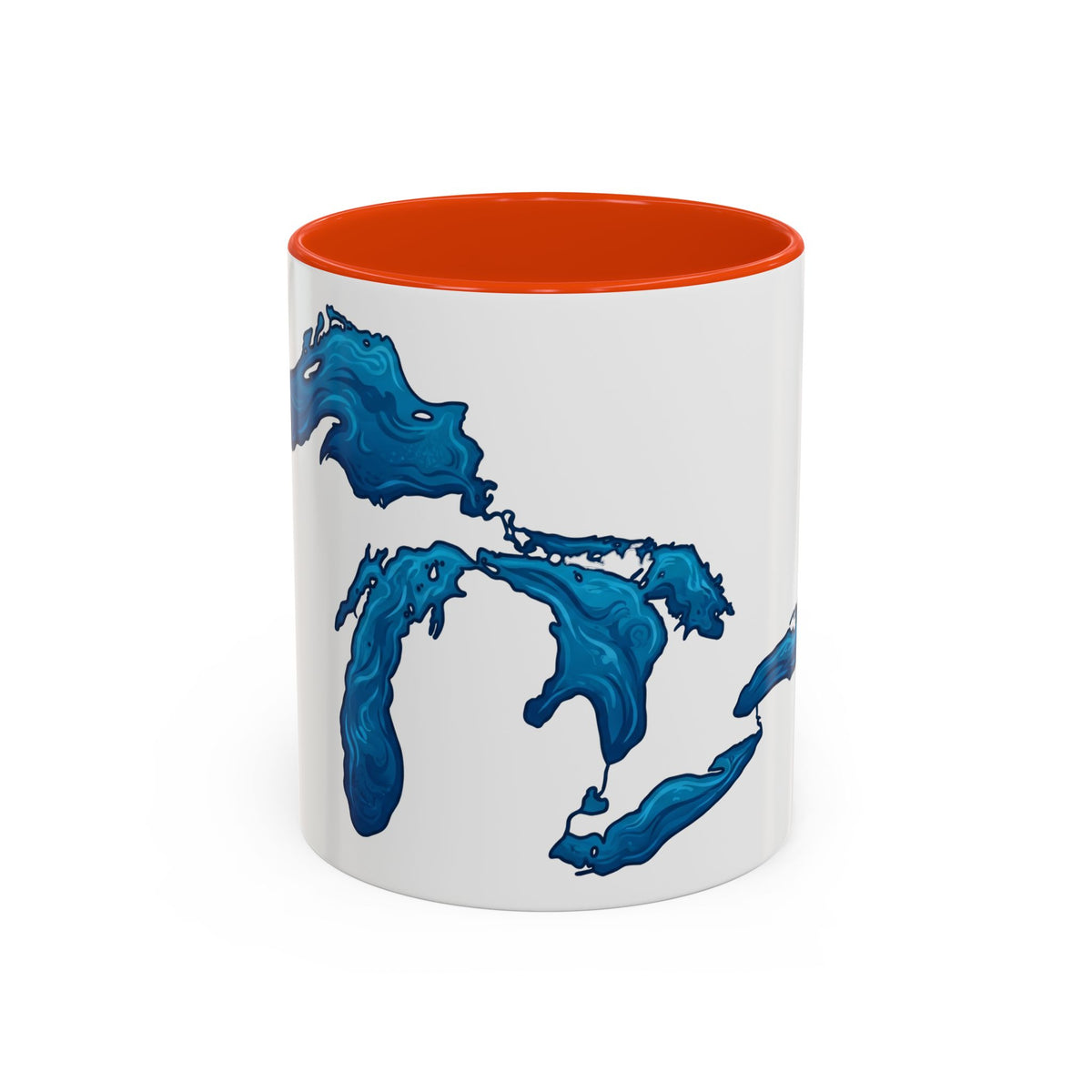 Great Lakes Blue Map Mug — Artistic Lake Michigan & Superior Coffee Cup (11oz/15oz)