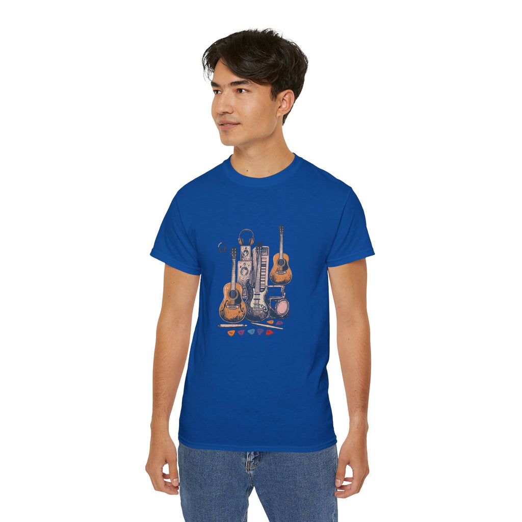 Acoustic Instrument Tee — Guitar, Ukulele & Headphones Graphic T-Shirt