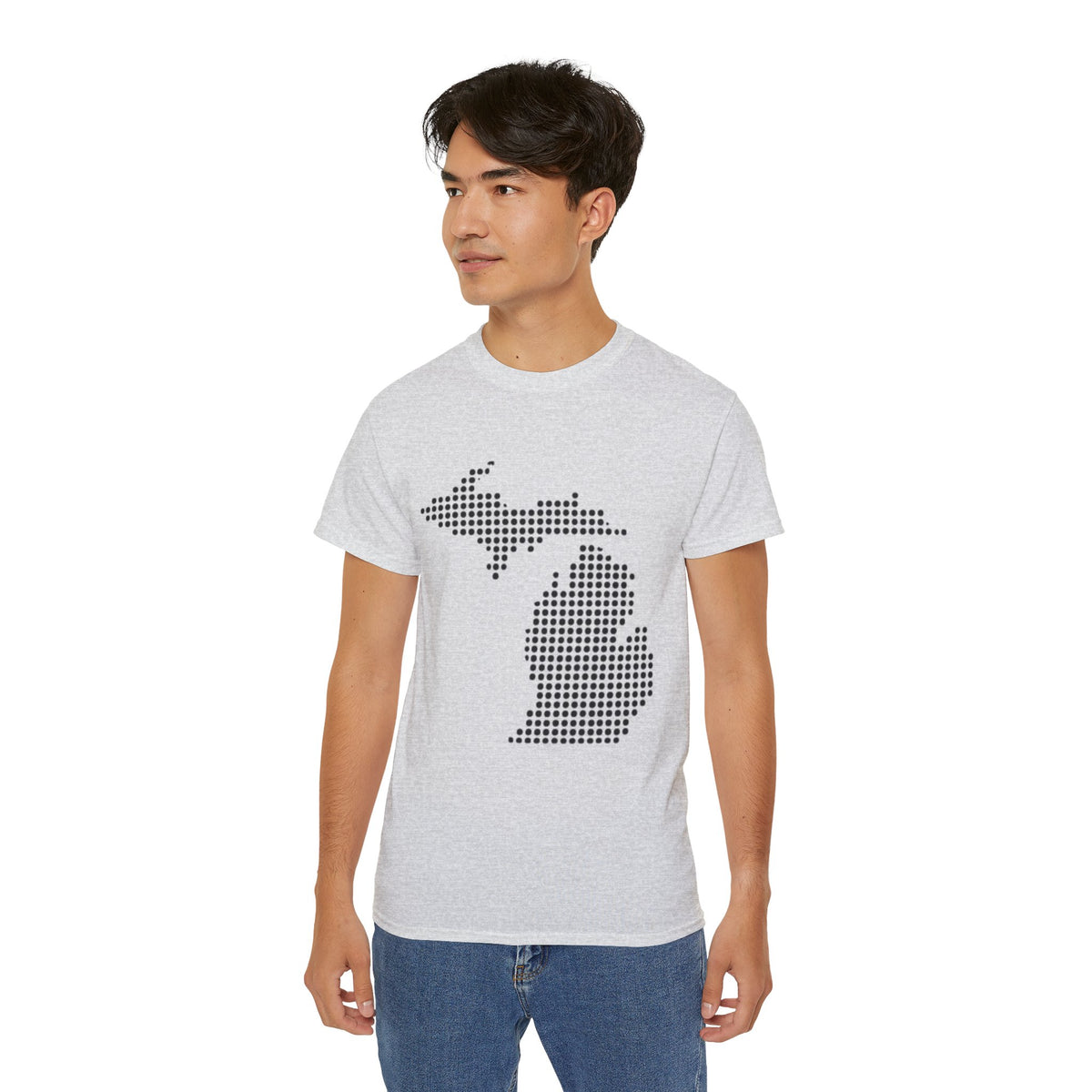 Michigan Dot Map T-Shirt — Minimal State Map Tee for Michiganders