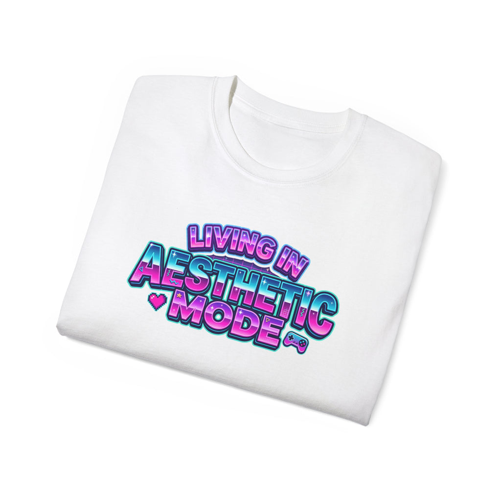 "Living in Aesthetic Mode" Retro Vaporwave Graphic Tee