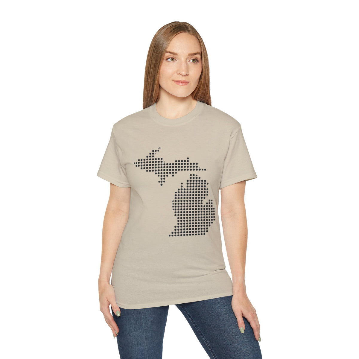 Michigan Dot Map T-Shirt — Minimal State Map Tee for Michiganders