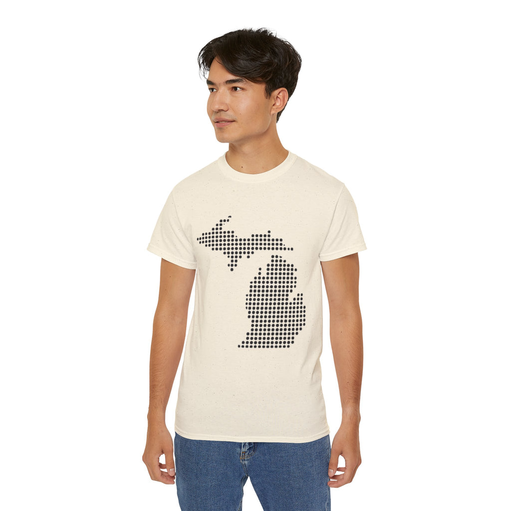 Michigan Dot Map T-Shirt — Minimal State Map Tee for Michiganders