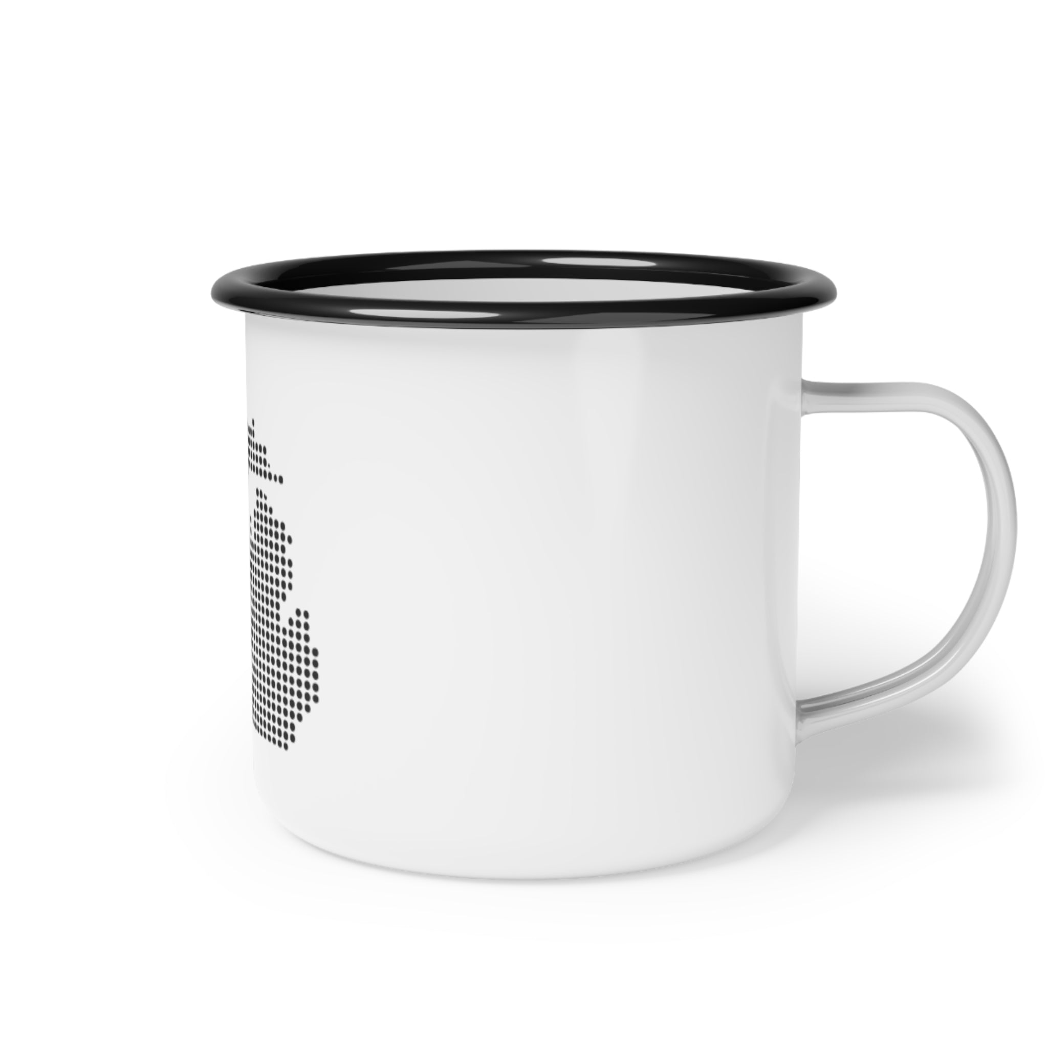Michigan Dotted Map Enamel Camp Cup — Retro State Travel Coffee Mug