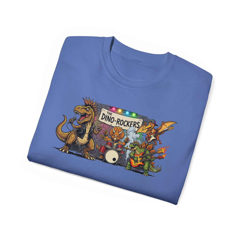 Dino Rockers T-Shirt – Retro Dinosaur Band Graphic Tee