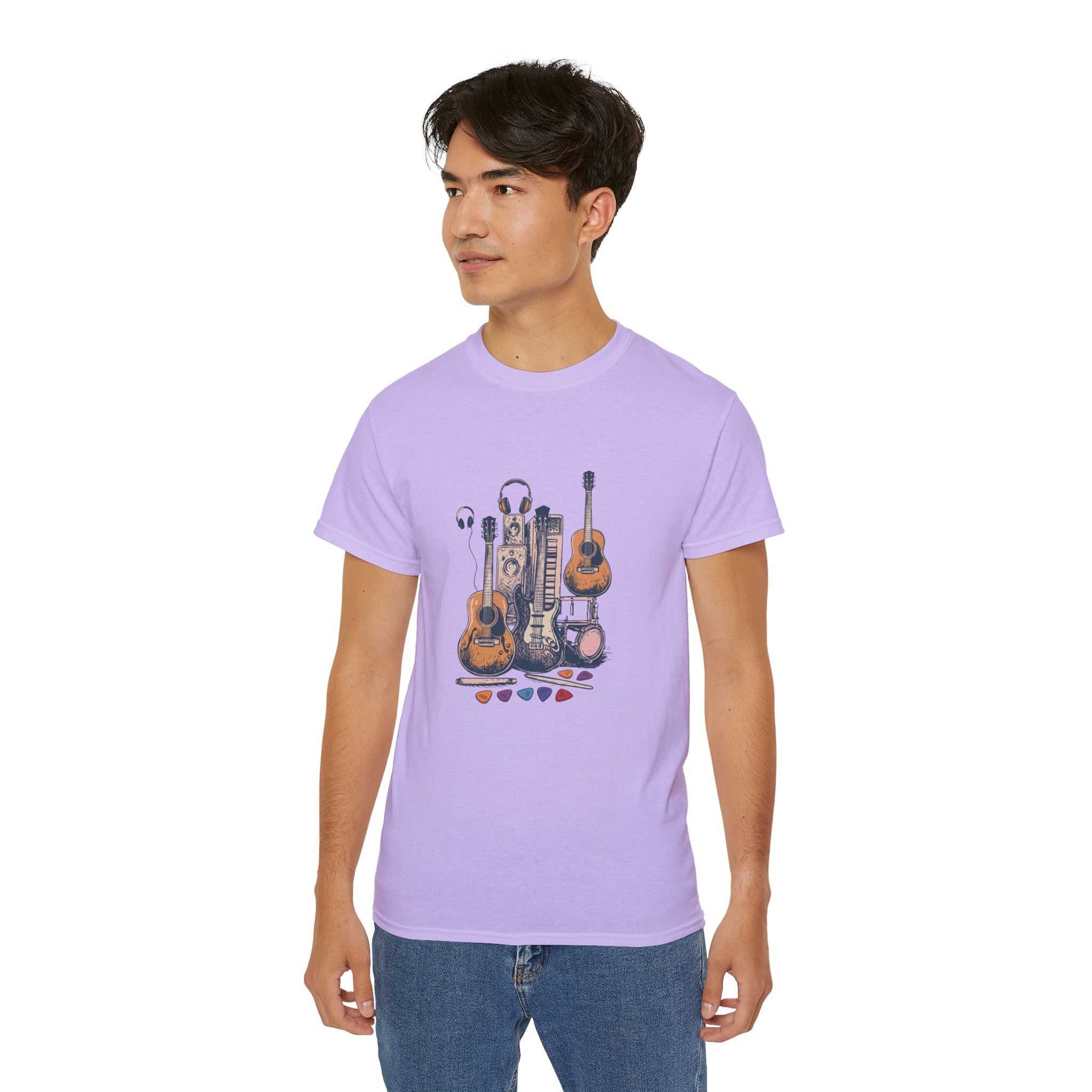 Acoustic Instrument Tee — Guitar, Ukulele & Headphones Graphic T-Shirt