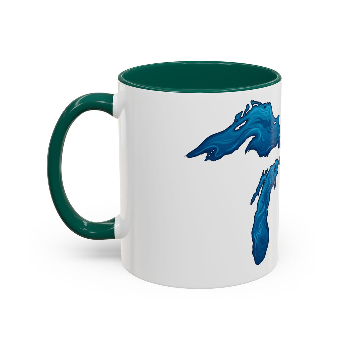 Great Lakes Blue Map Mug — Artistic Lake Michigan & Superior Coffee Cup (11oz/15oz)